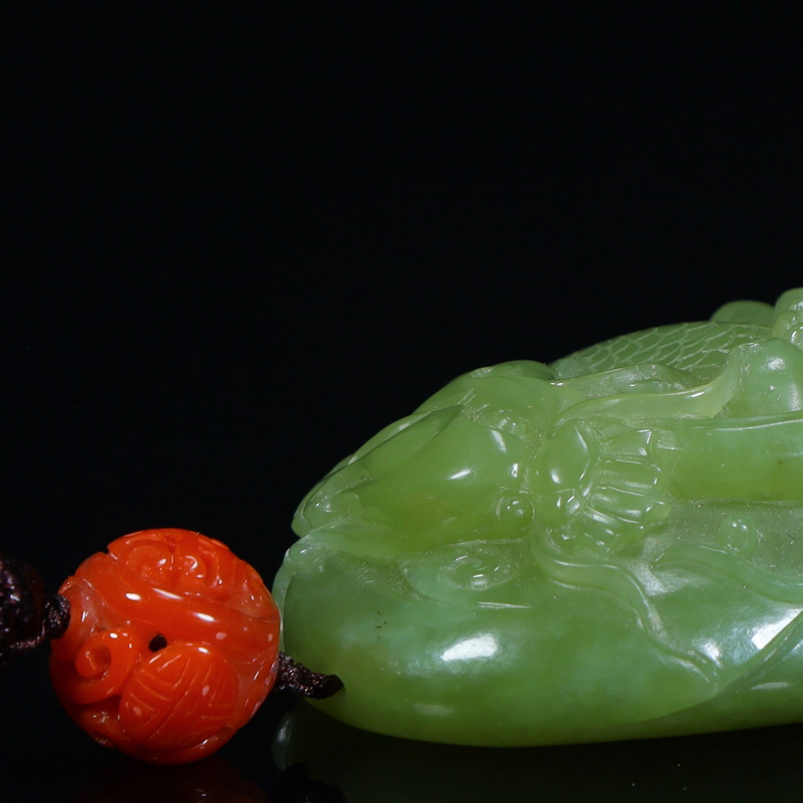 A Qing Dynasty jasper cloud dragon pattern handle - 7