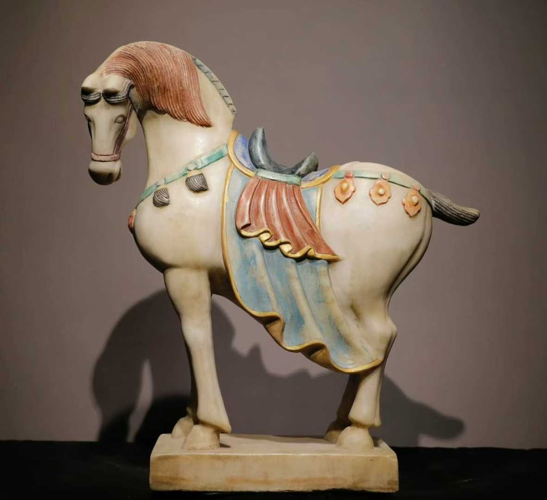 A Tang Han white jade painted BMW (1 of 6)