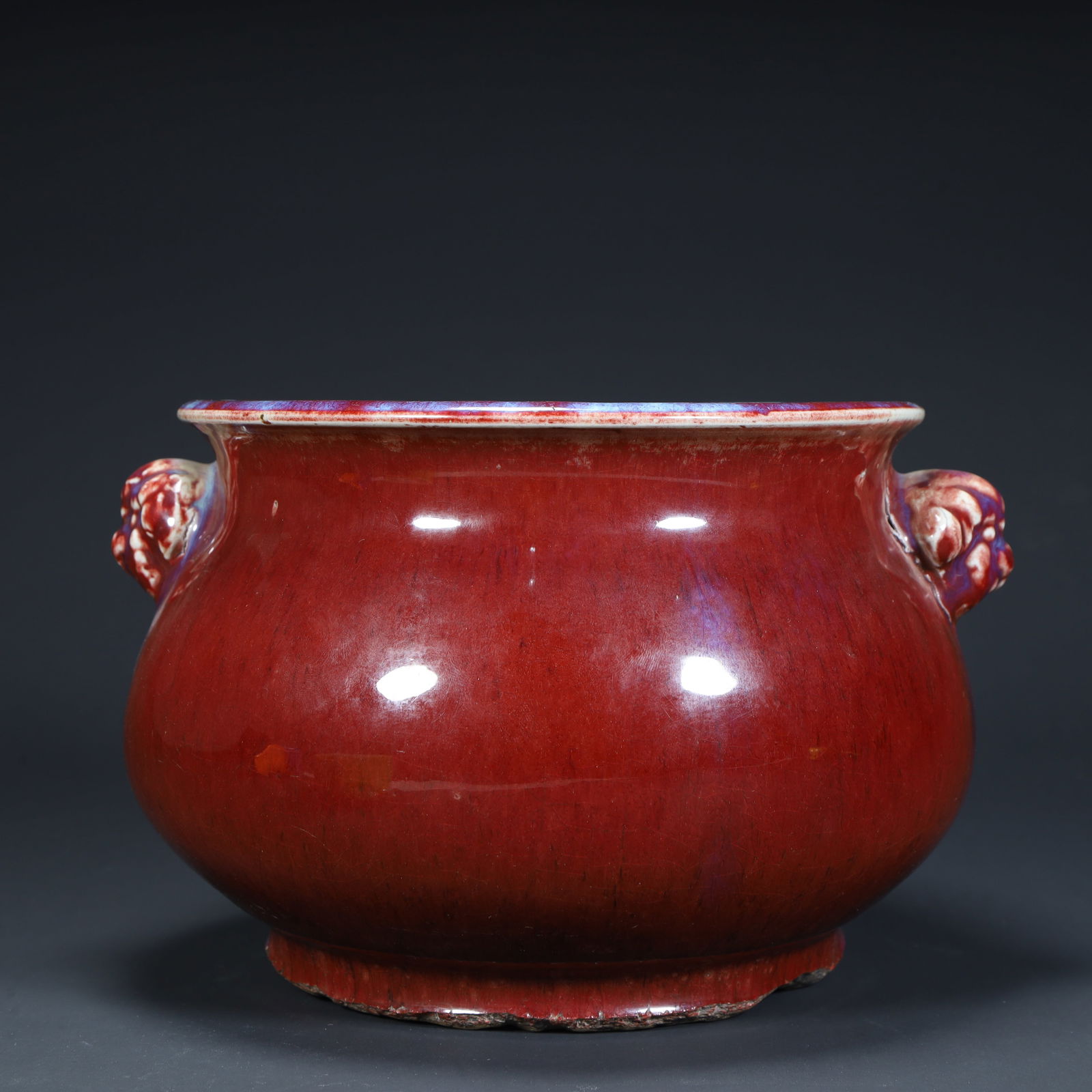 A Qing Dynasty kiln turned into a glazed beast ear ring incense burner (1 of 10)