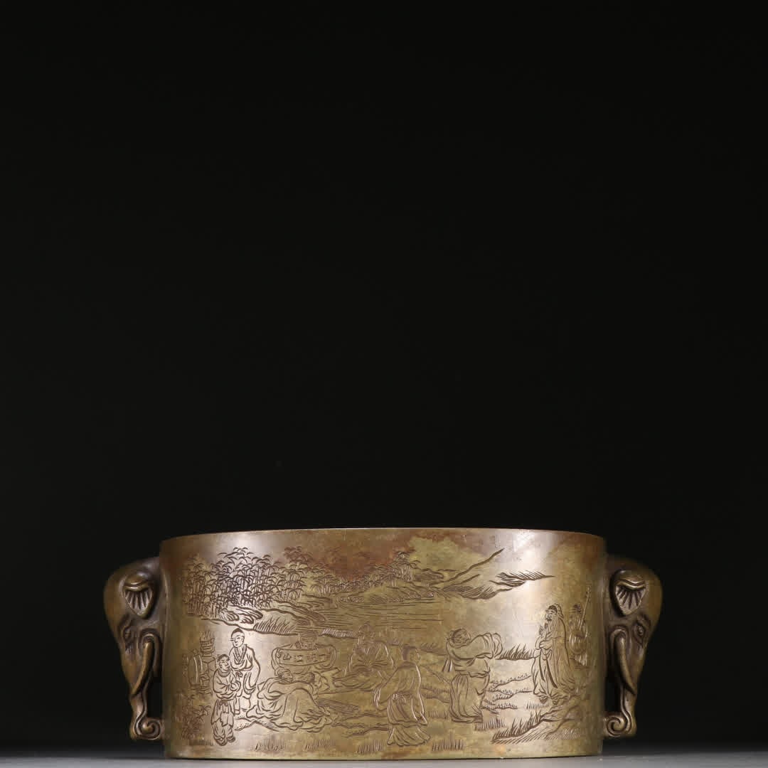 A bronze figure picture story like the head and ear incense burner (1 of 9)