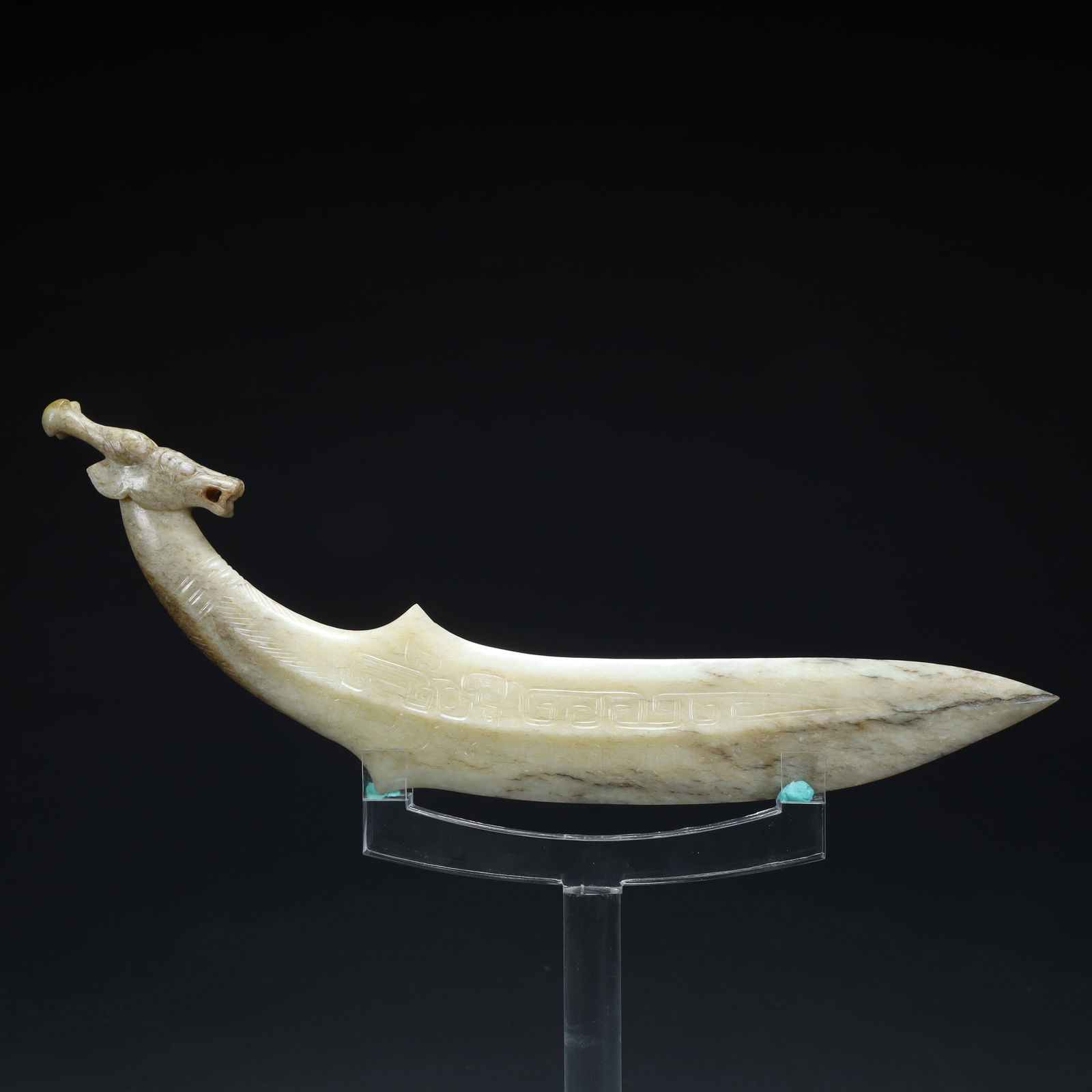 A piece of ancient jade dragon head jade sword (1 of 11)