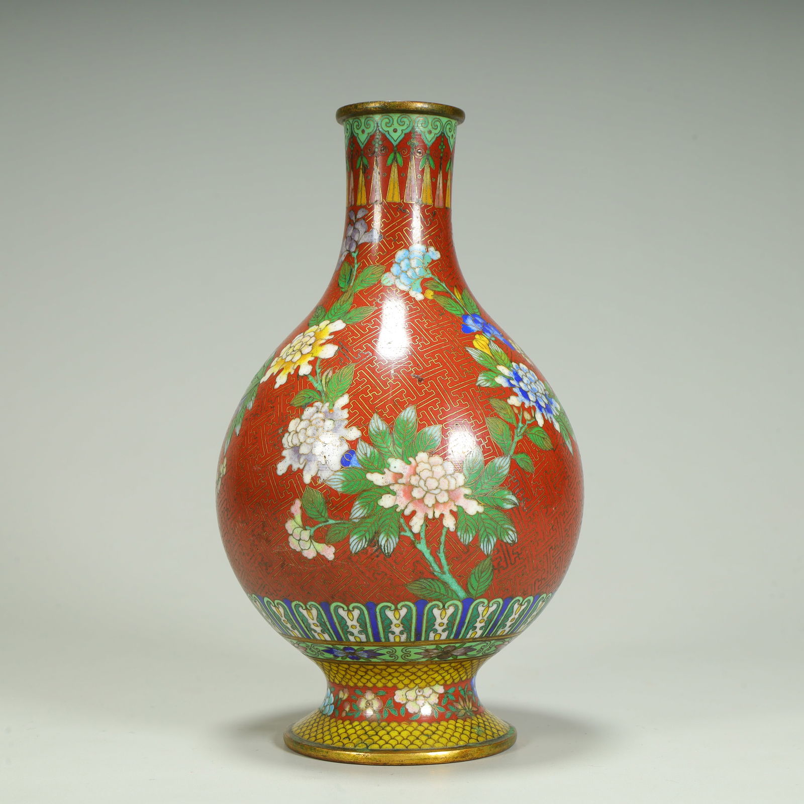 A copper-tired cloisonné enamel floral vase (1 of 10)