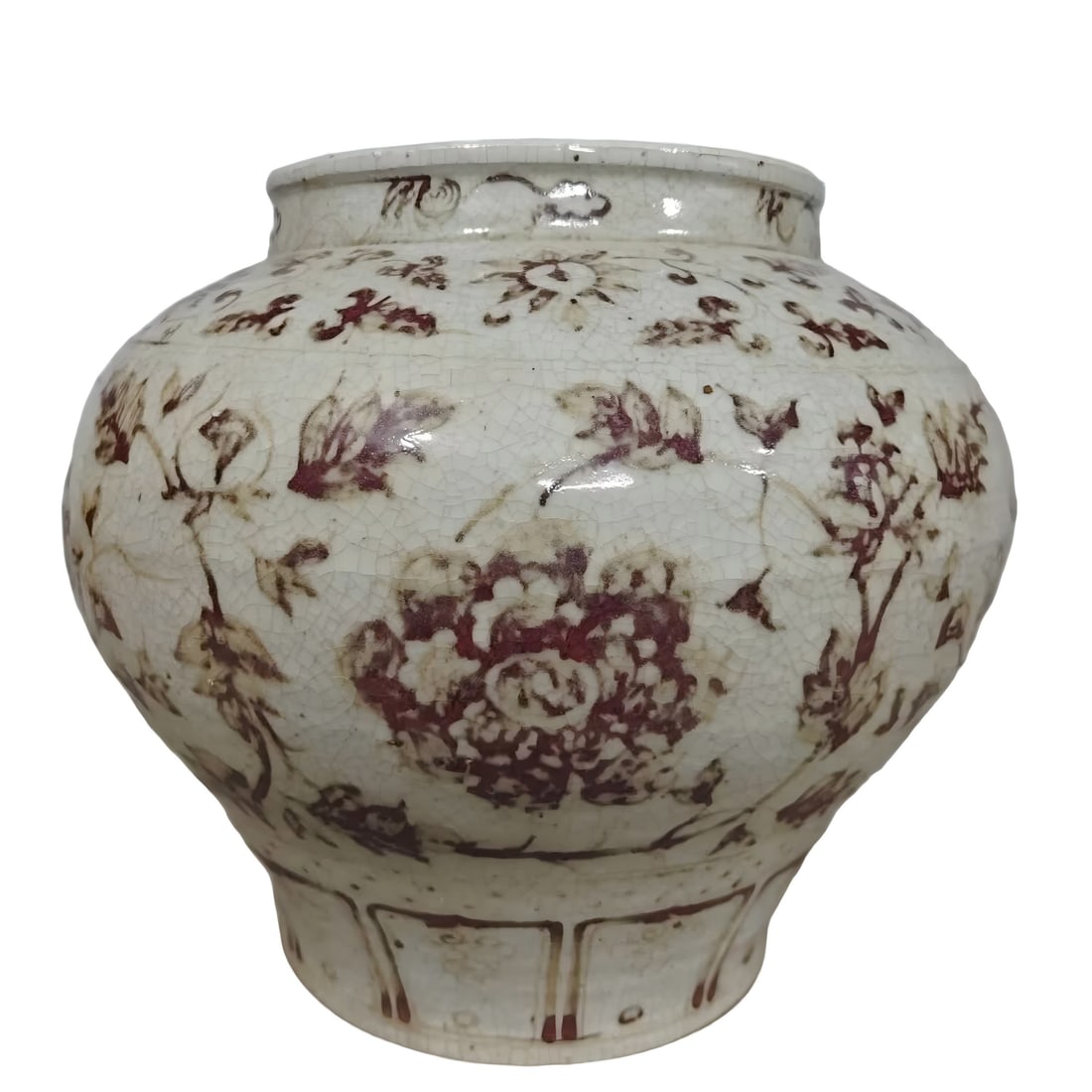 A Ming Dynasty Cizhou kiln glazed red entwined peony pattern jar (1 of 7)