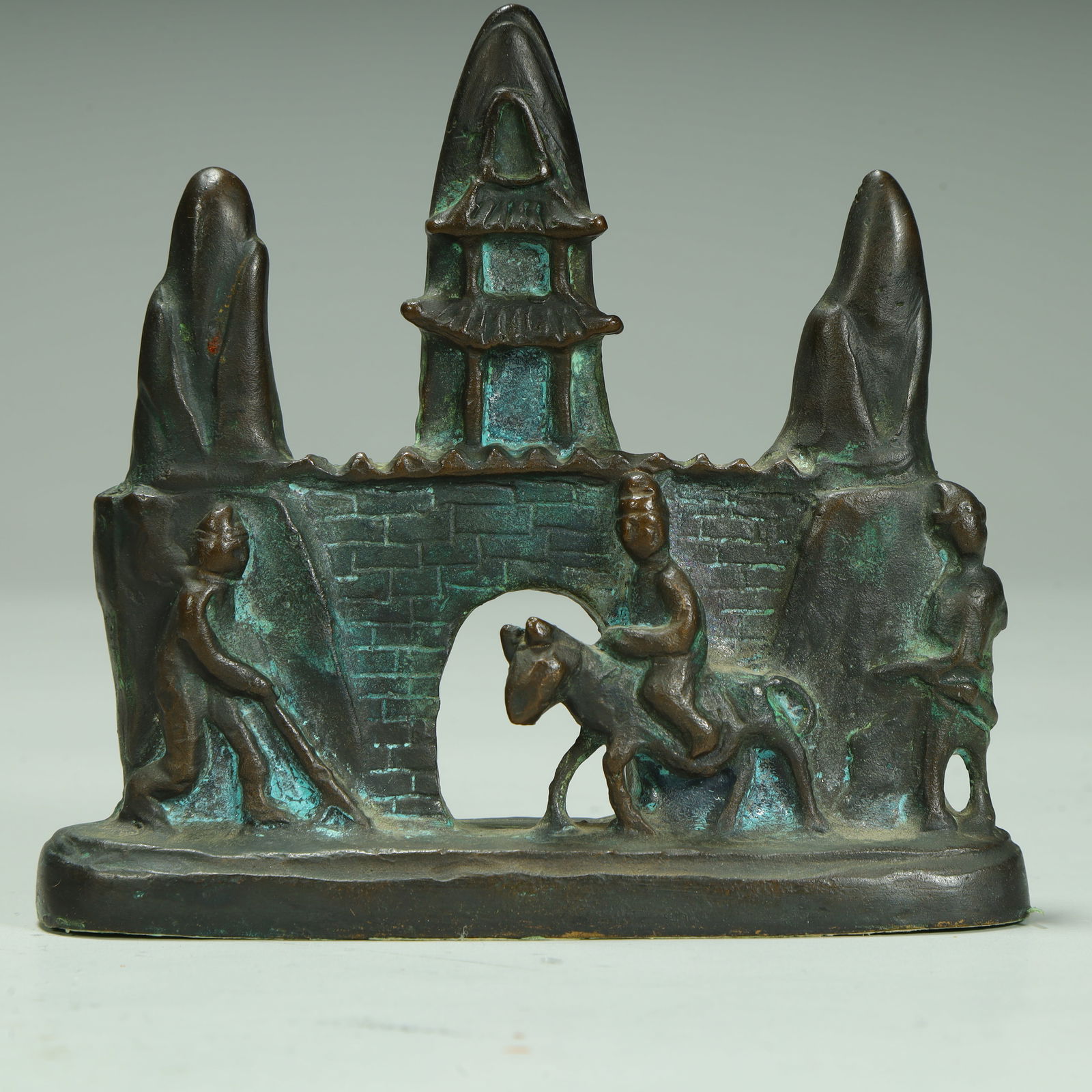 A copper landscape character pattern pen holder - 5