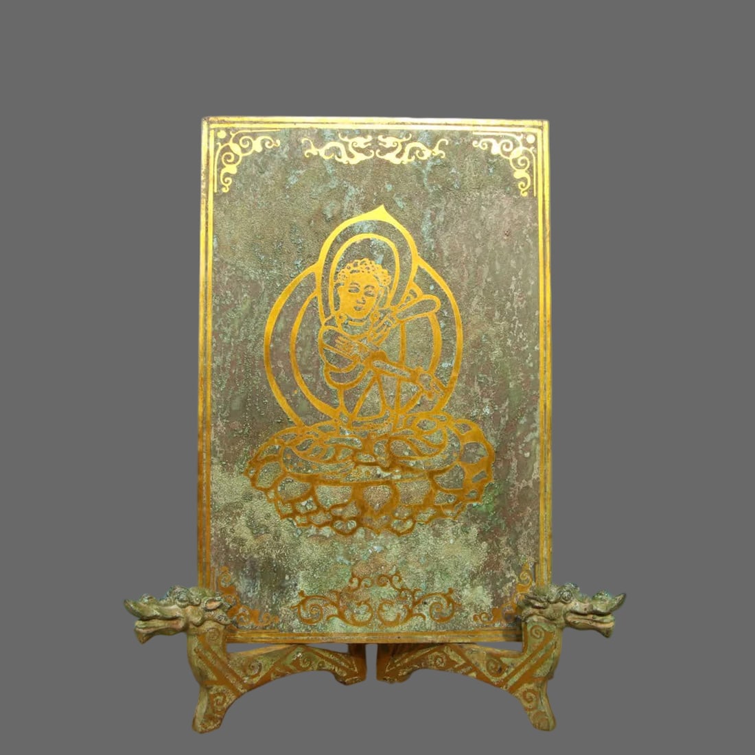 A piece of Han Dynasty bronze-Cuojin copper slip (with copper frame) (1 of 9)