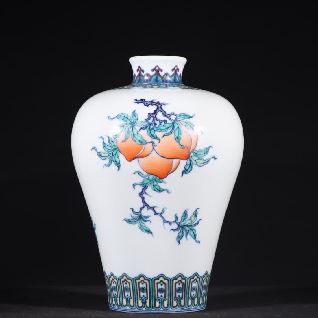 A Qing Dynasty Yongzheng Doucai Sanduo patterned plum bottle (1 of 9)