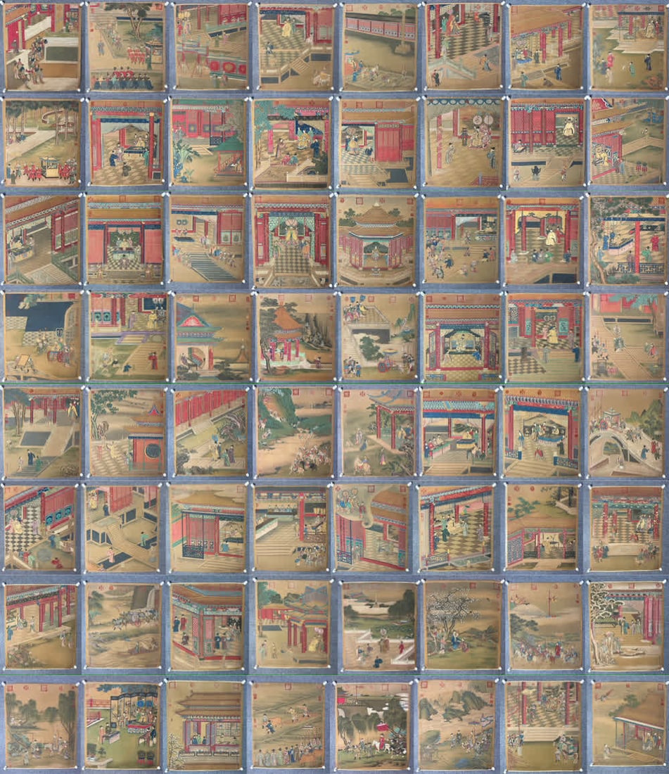 A picture of Lang Shining's "Record of the Good End of the Holy Emperor and the Ming King": Lang Shining's "Record of the Holy Emperor and the Ming King" SIZE: 67x77cm (Qing Dynasty silk mirror core, 64 pairs in total) (The Dimensions Of All Batches Are Manually Measured.If You Need More Det