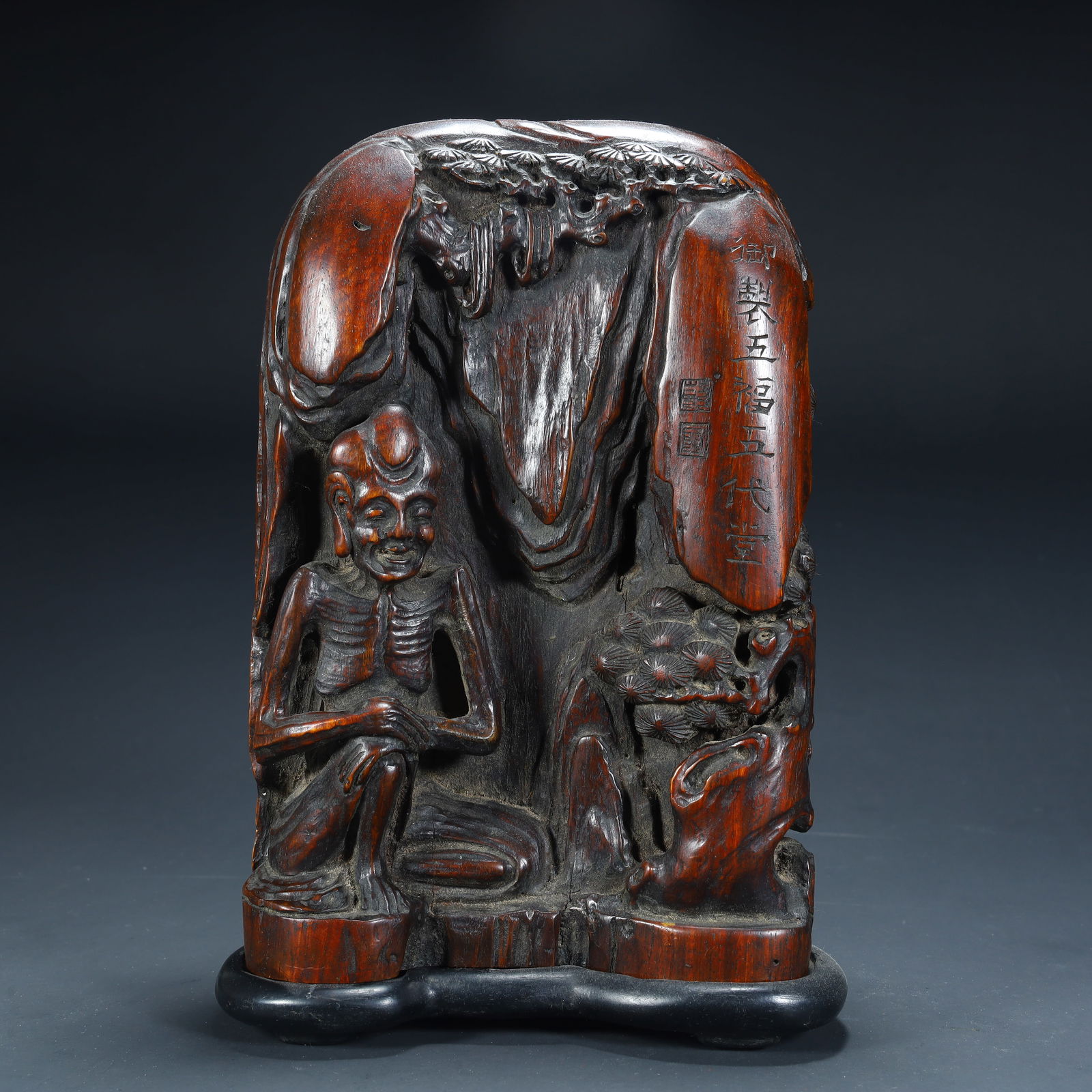 A Qing Dynasty agarwood carving "Luohan Shanzi" ornament (1 of 11)