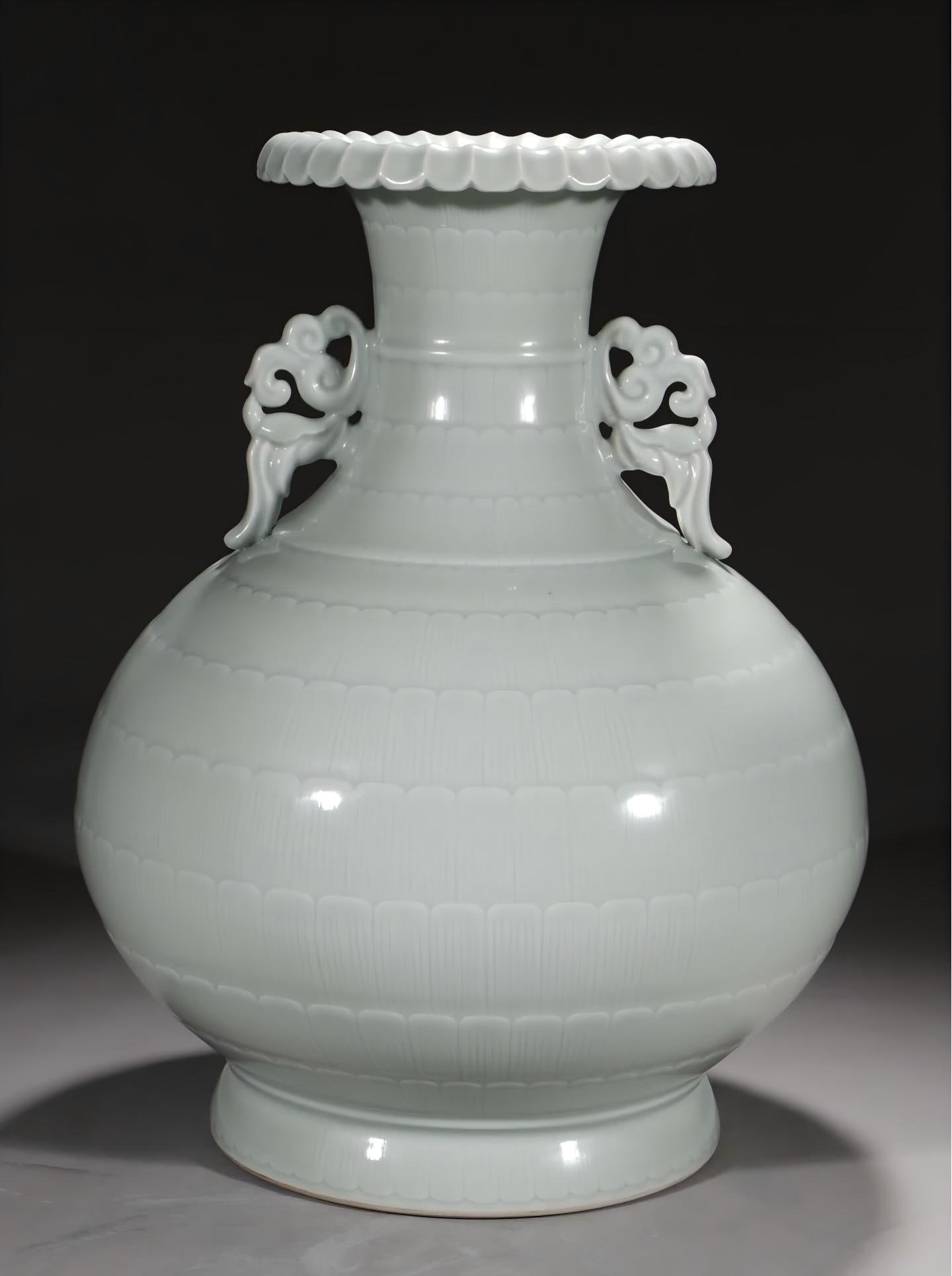 A Qing Qianlong pink blue glaze petal pattern amphora jade pot spring vase (1 of 9)