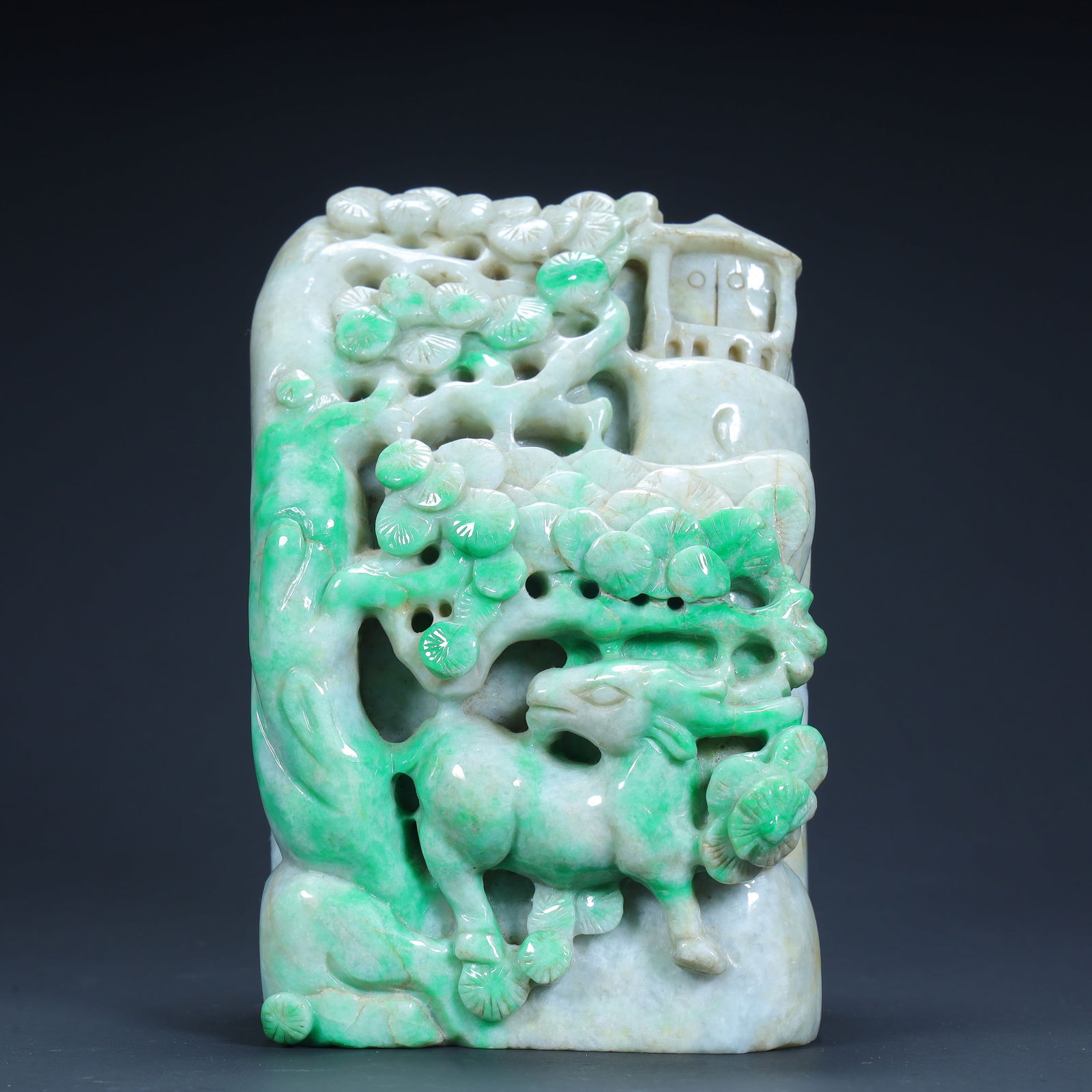 A Qing Dynasty jade "Pine Sheep Picture" ornament: Qing Dynasty jade "Pine Sheep Picture" ornament SIZE: H:14cm L:9cm W:7cm W:1696g (The Dimensions Of All Batches Are Manually Measured.If You Need More Detailed Information, Please Contact Our Customer