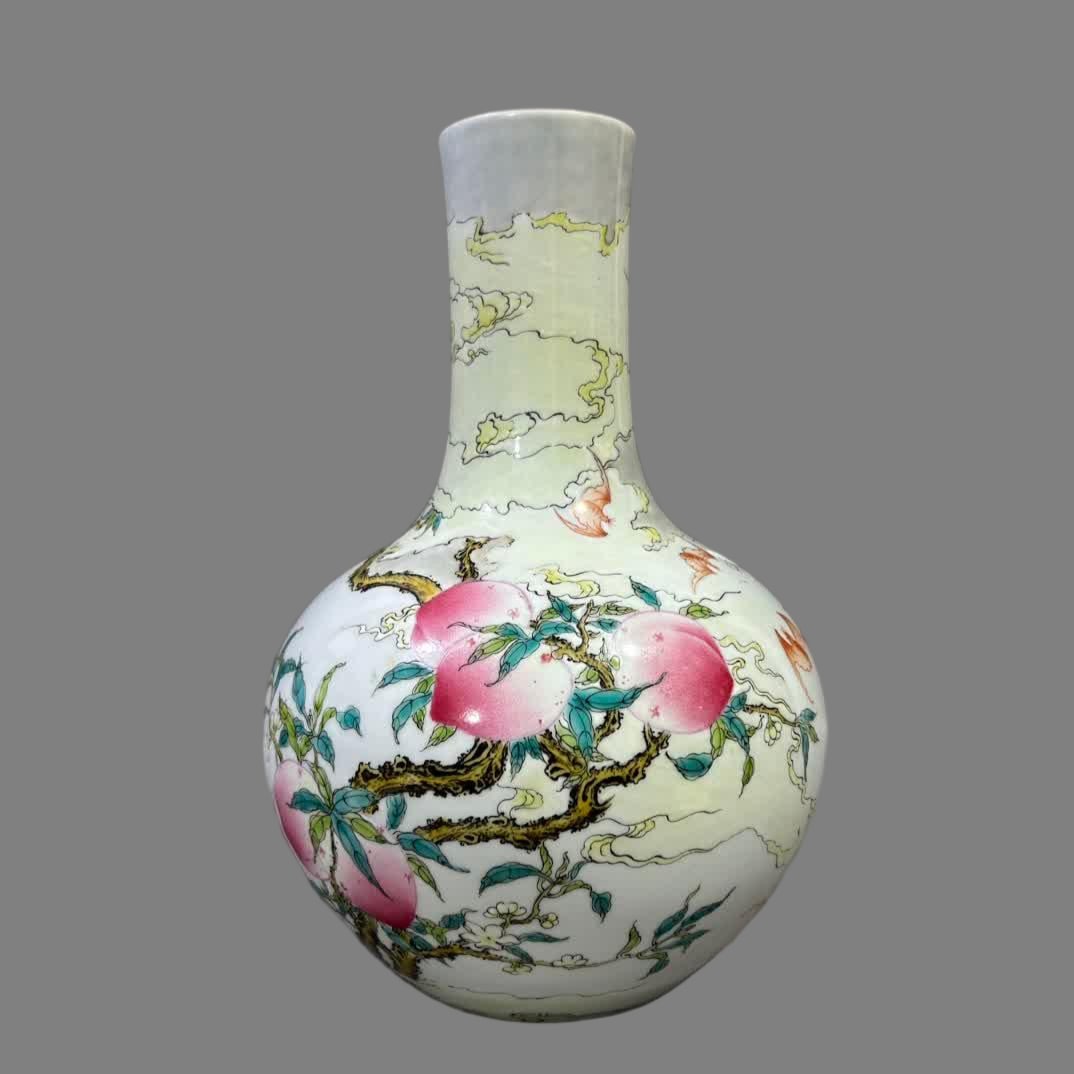 A Qing Yongzheng pastel peach celestial sphere (1 of 7)