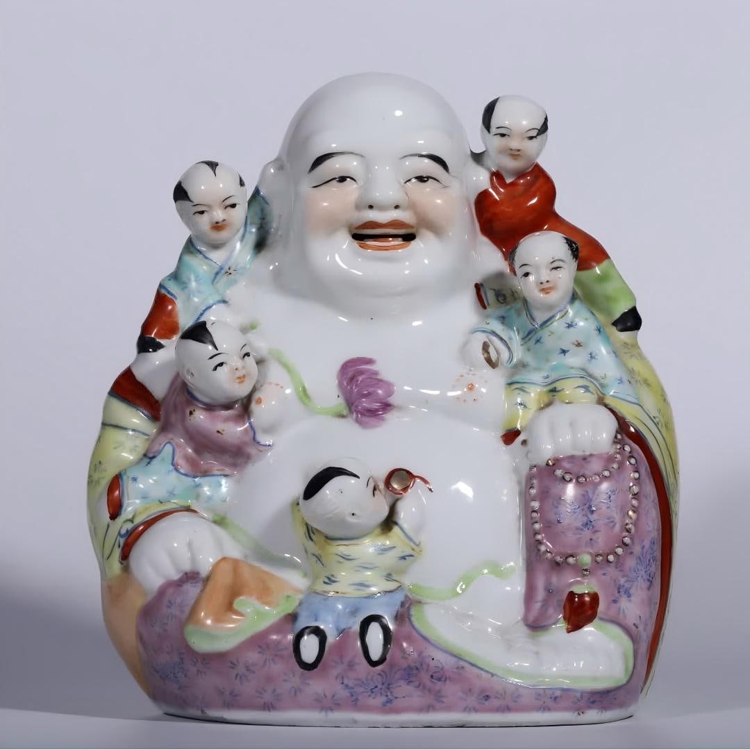 A late Qing Dynasty pastel boy play Maitreya ornament (1 of 11)