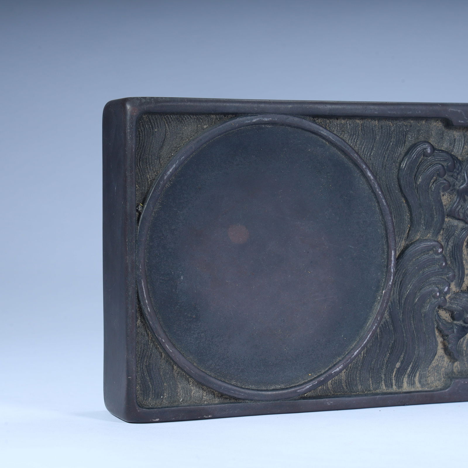 A Qing Dynasty end stone "Haiyan Heqing" pattern rectangular inkstone - 6