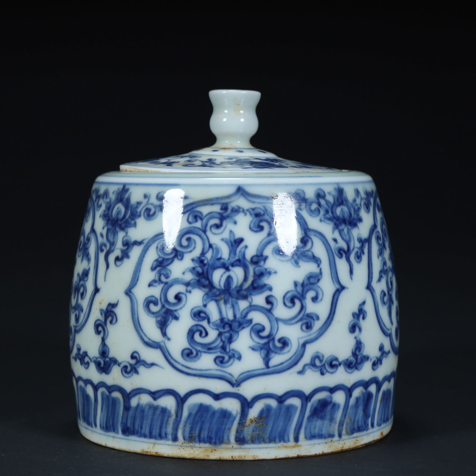 A blue and white entwined floral lid jar of the Ming Dynasty (1 of 8)