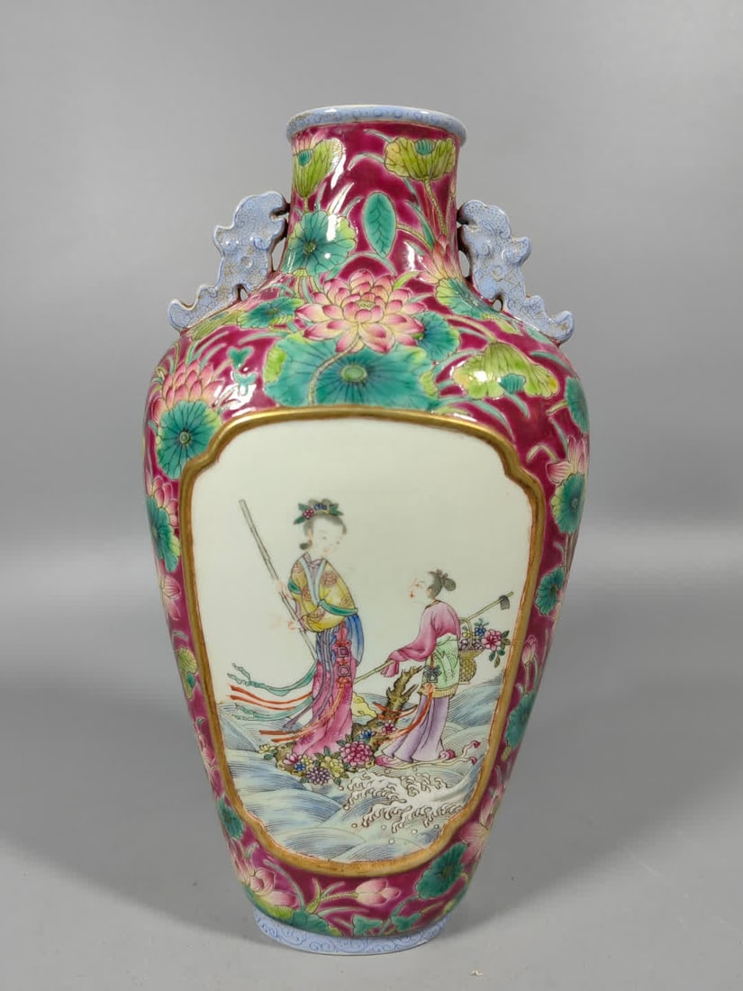 A Qing Dynasty enamel color poetry wall vase (1 of 9)