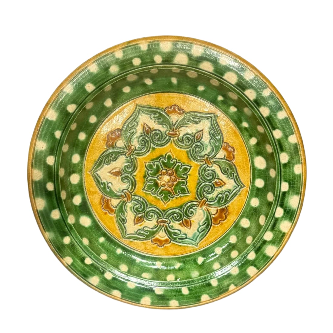 A Tang Dynasty three-color plate (1 of 2)