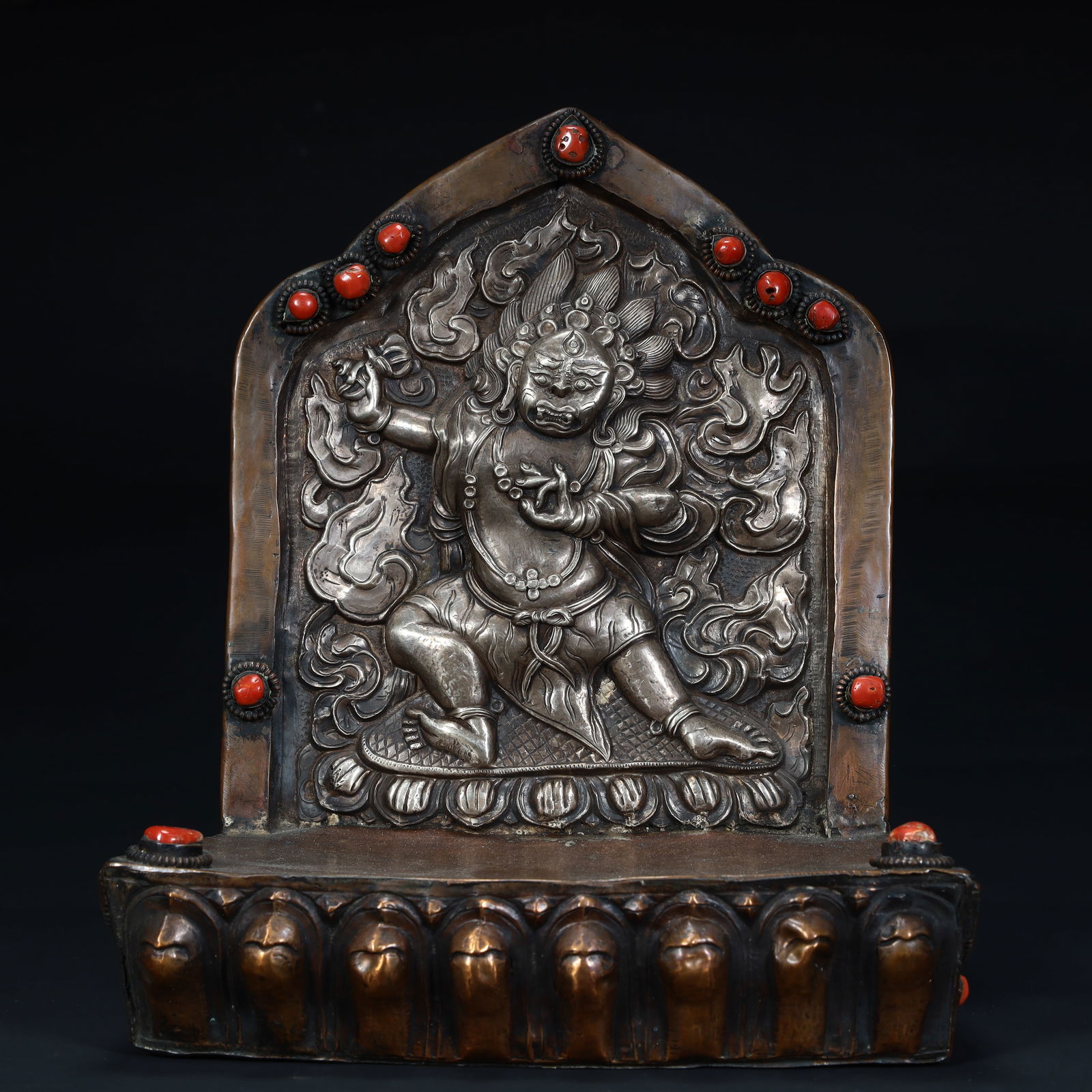 An 18th-century Tibetan Buddhist bronze gilt statue of the Protector of Wrath (1 of 11)