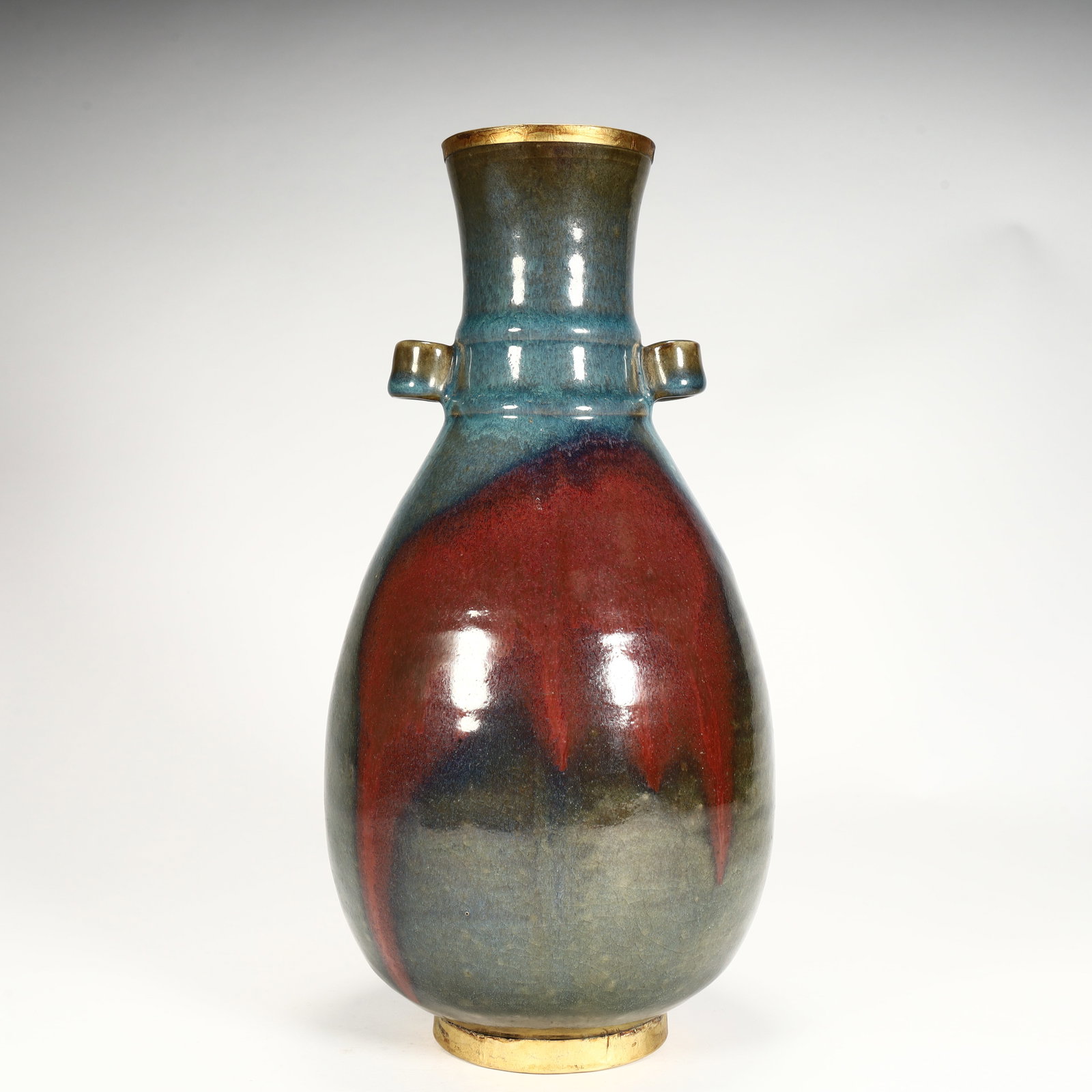 A piece of Jun kiln kiln gilt ear piercing bottle (1 of 11)