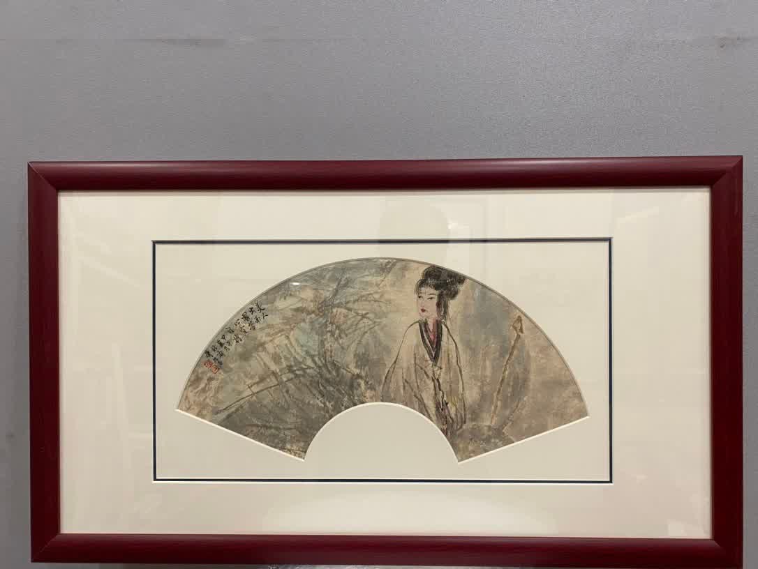 A fan of Fu Baoshi: Fu Baoshi's fan SIZE: Core: 46x19cm (The Dimensions Of All Batches Are Manually Measured.If You Need More Detailed Information, Please Contact Our Customer Service Before Bidding.)