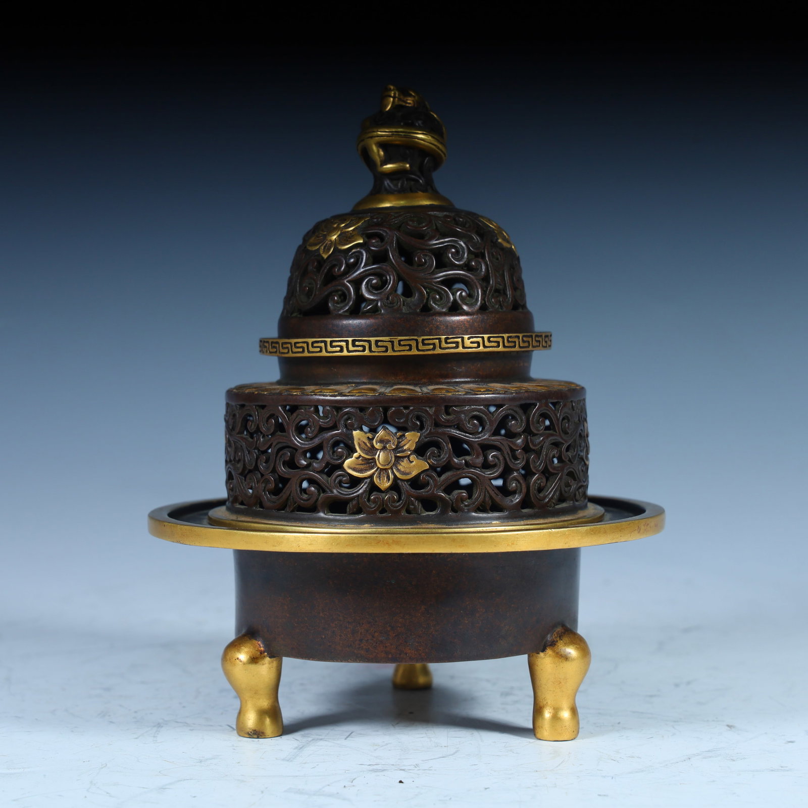 A Qing Dynasty copper incense burner (1 of 8)