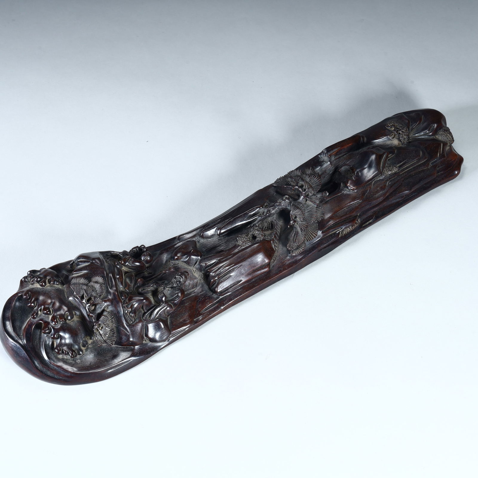 A Qing Dynasty fine rosewood ruler: Qing Dynasty boutique rosewood town ruler SIZE: H:4cm L:35.5cm W:9cm W:552g (The Dimensions Of All Batches Are Manually Measured.If You Need More Detailed Information, Please Contact Our Customer Serv