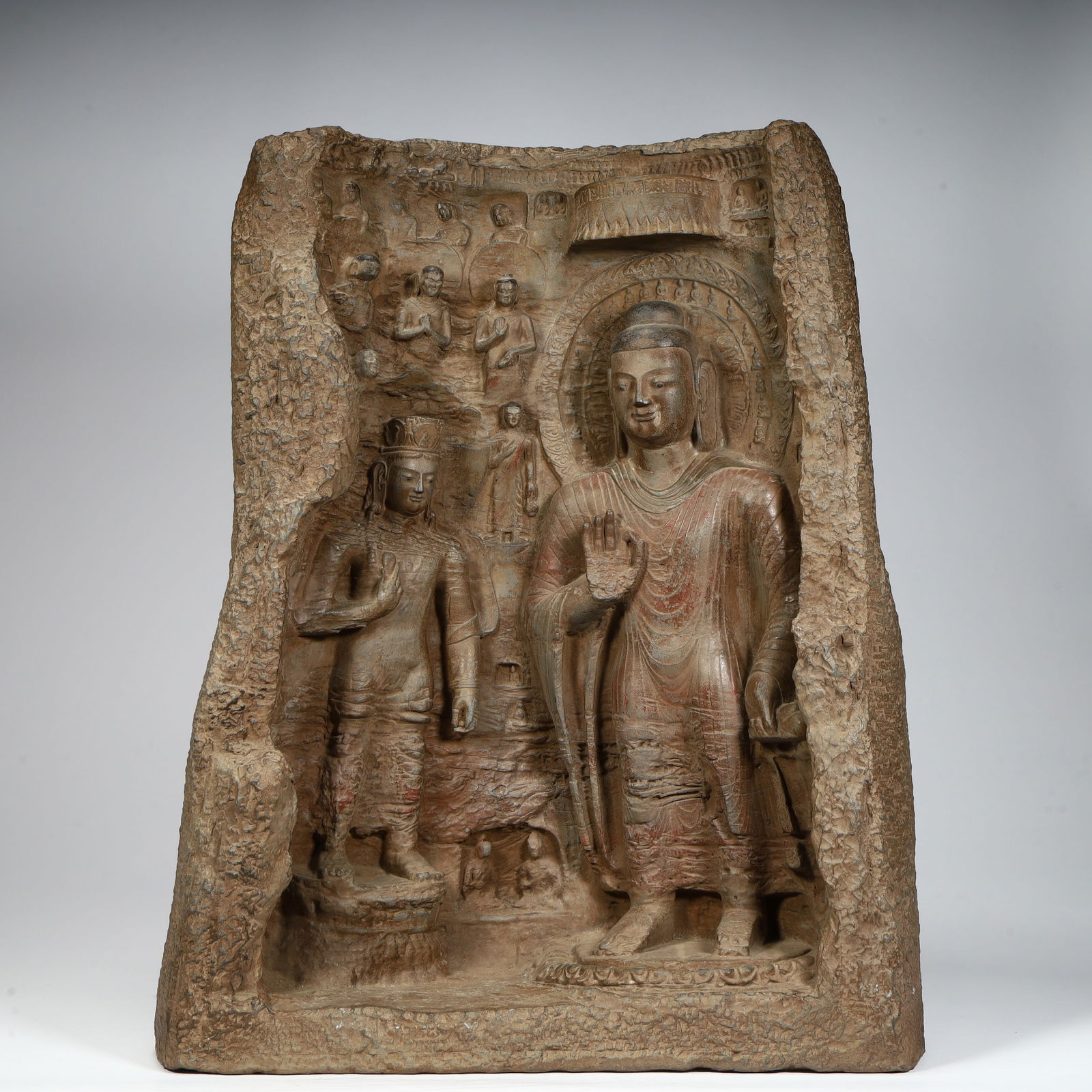 A stone niche of Buddha and Bodhisattva statues (1 of 20)