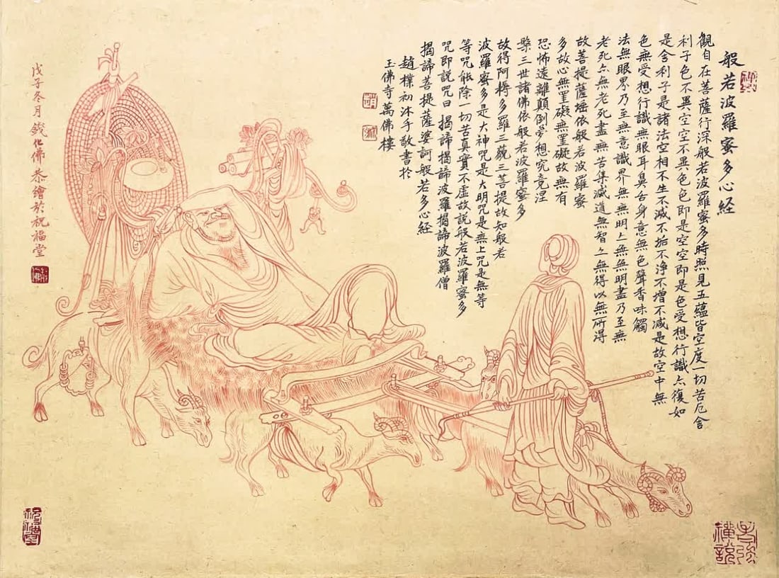 A picture of an Arhat of the Buddha of money: The Arhat picture of the money transforming Buddha SIZE: Core 39x42cm (Original mounting of vertical axis on paper Zhao Puchu inscription) (The Dimensions Of All Batches Are Manually Measured.If