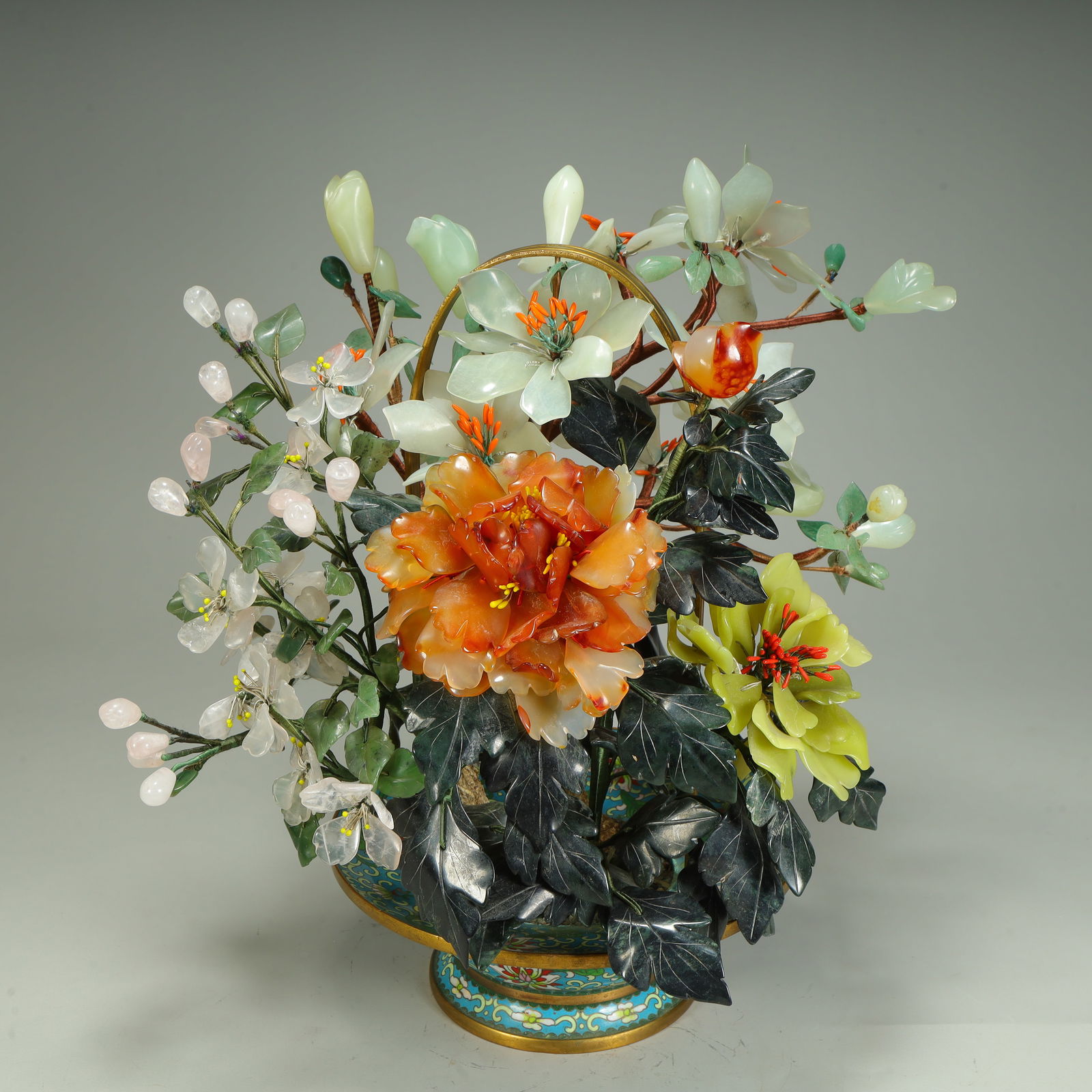 A jade floral cloisonné basket ornament (1 of 12)