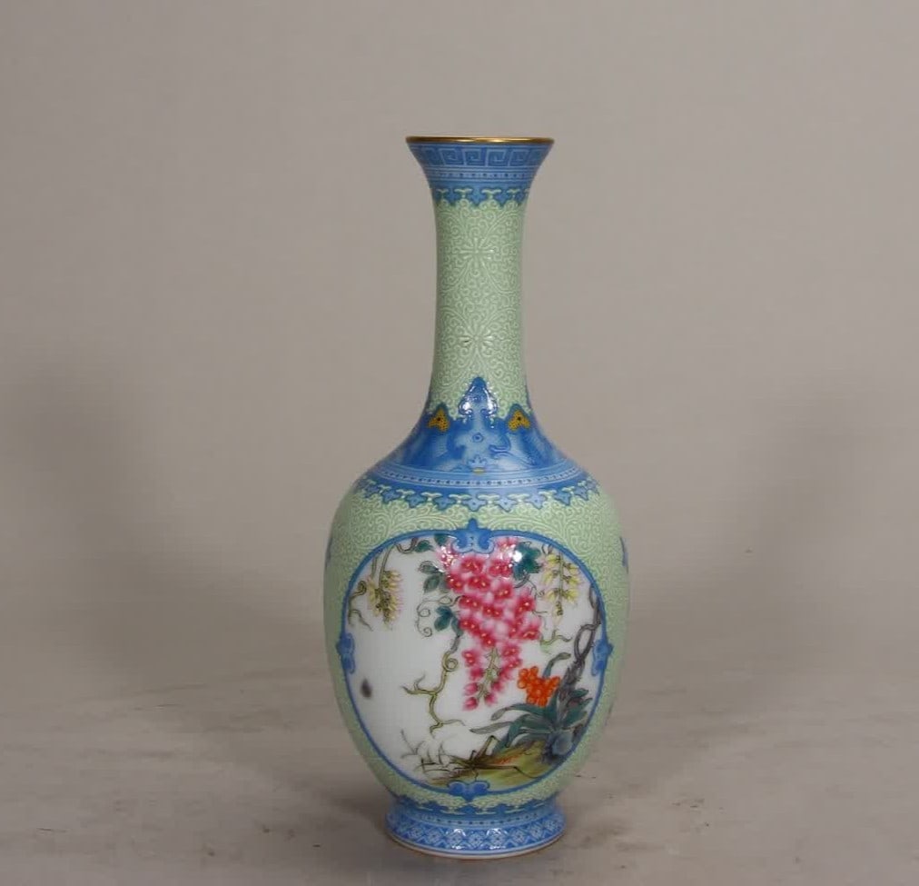 A Qing Dynasty Yongzheng enamel flower insect vase (1 of 10)