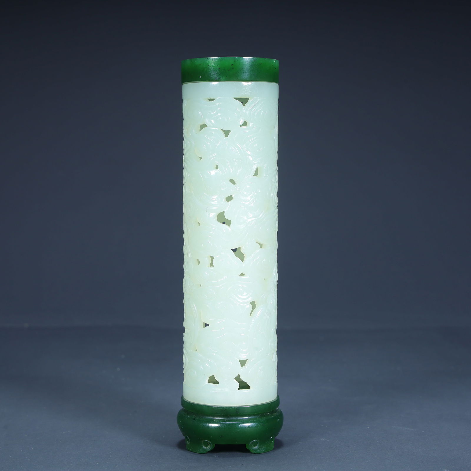 A Qing Dynasty Hetian jade hollow incense tube (1 of 14)