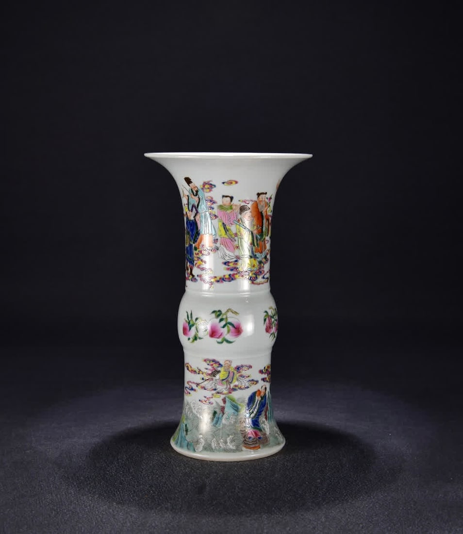 A Qing Yongzheng pastel immortal birthday picture flower cup (1 of 9)