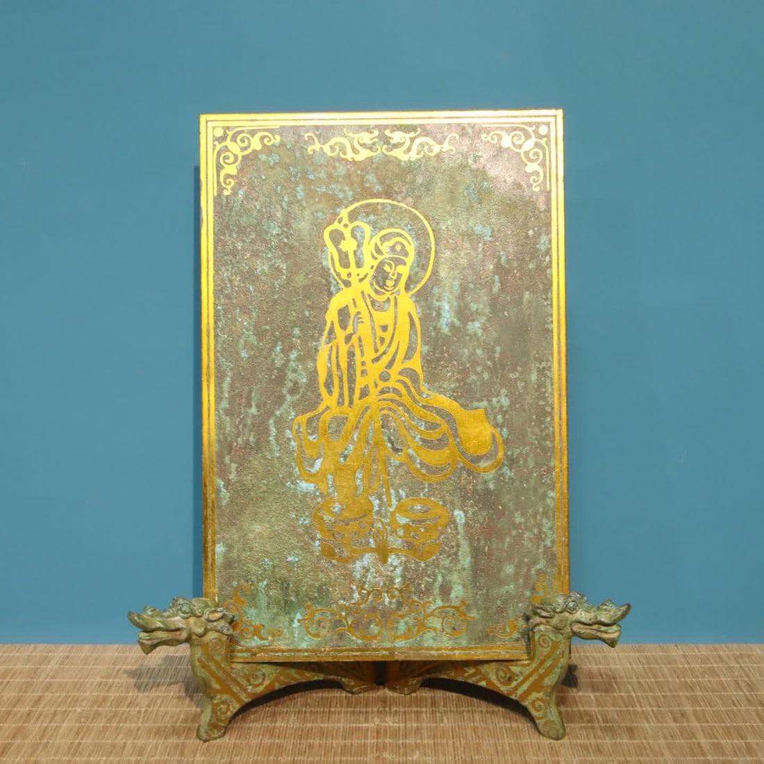 A piece of Han Dynasty bronze-Cuojin copper slip (with copper frame) (1 of 9)