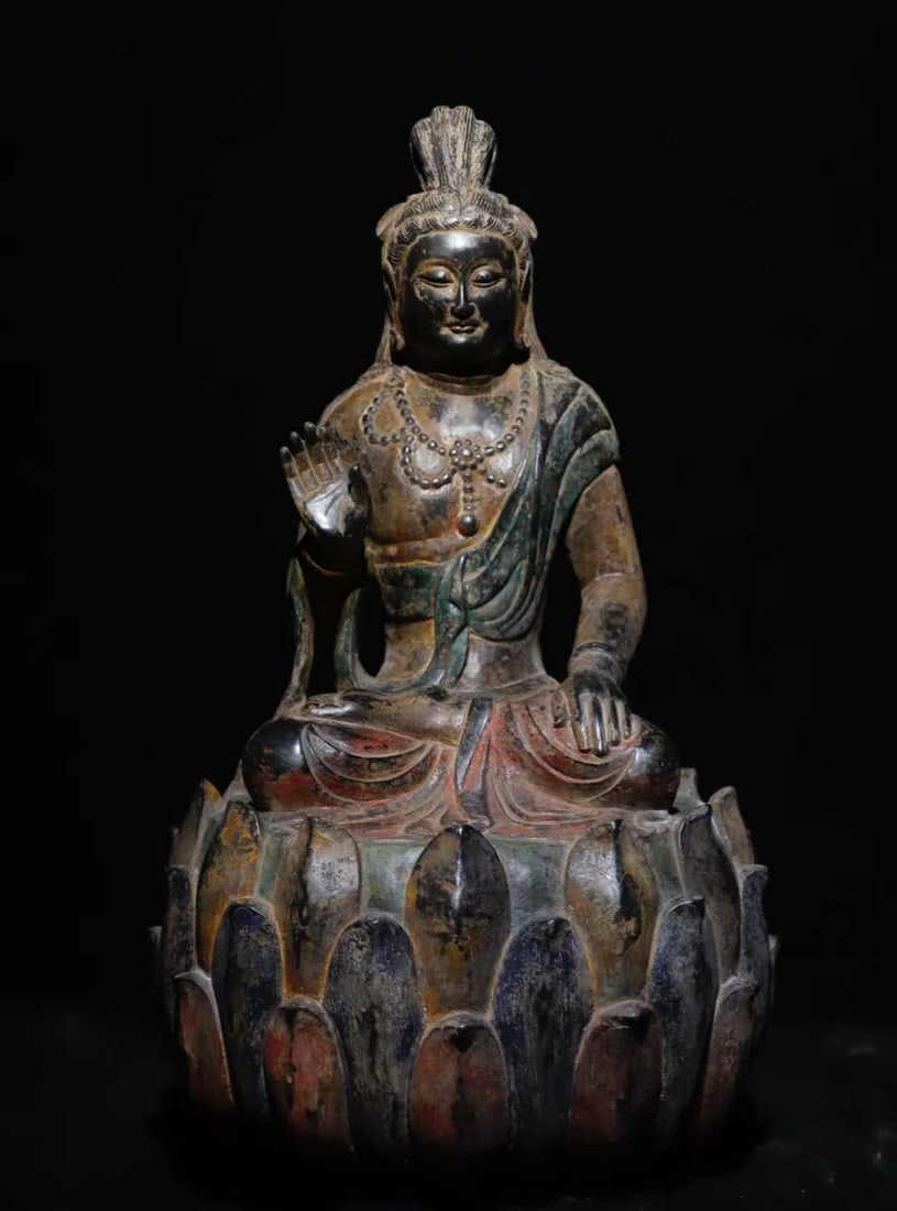 A piece of Tang Dynasty bluestone painted Guanyin (1 of 9)