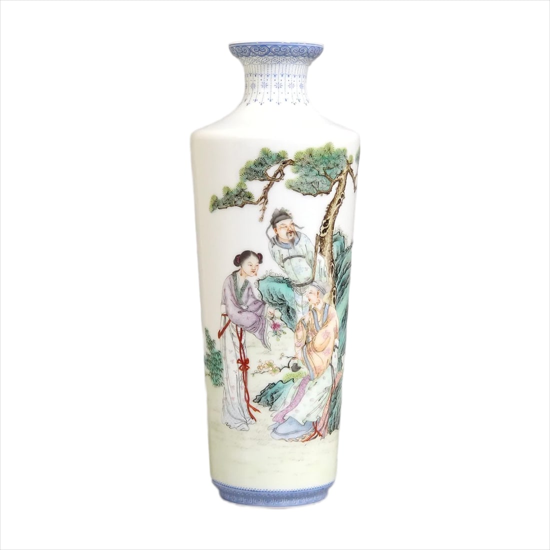 A Qing Dynasty Qianlong enamel emerald emerald character picture story inscription poem thin tire: Qing Dynasty Qianlong enamel colored emerald edge character picture story inscription poem thin tire bottle SIZE: H:20.7cm D:8cm