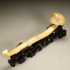 A Qing Dynasty antler carving ruyi