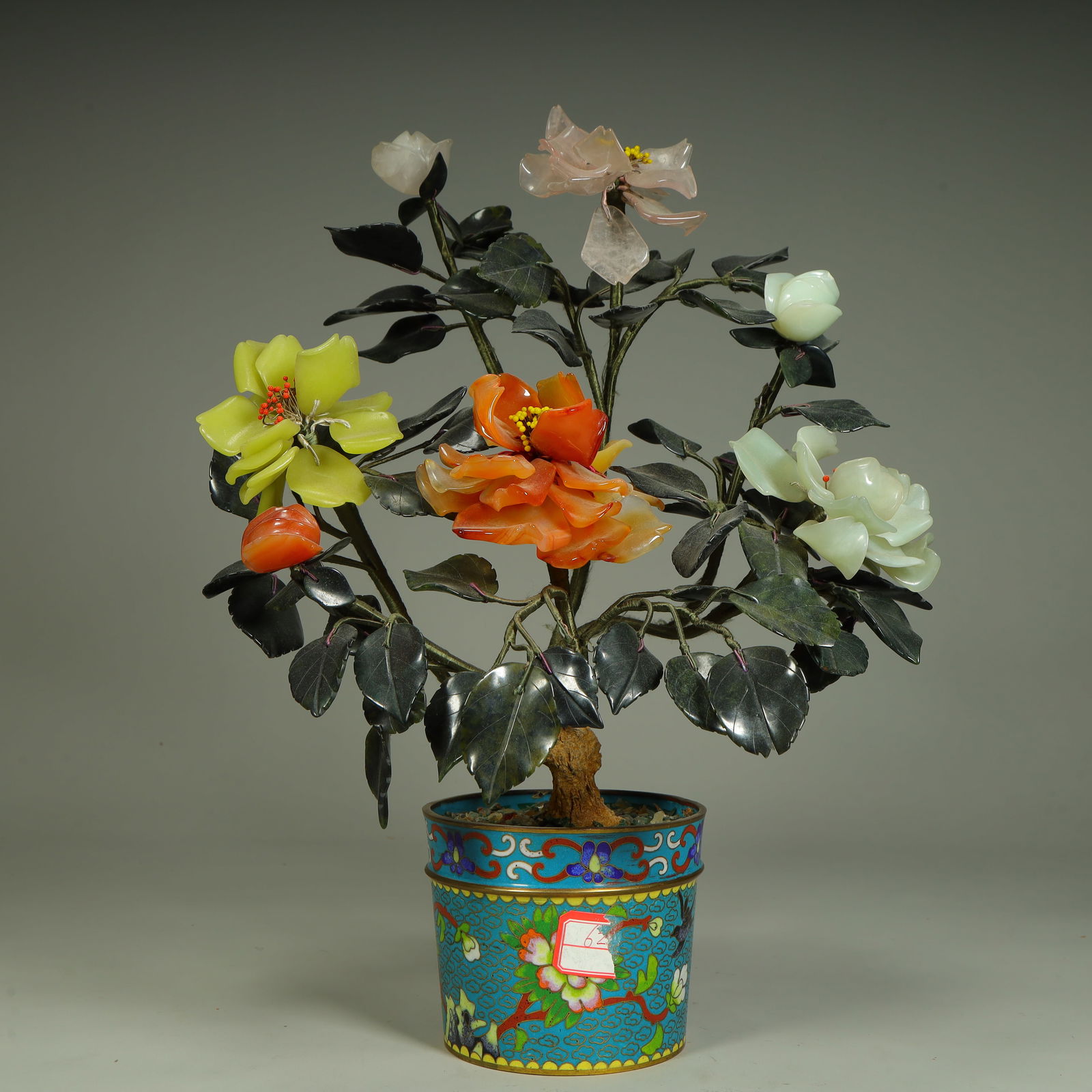 A multi-treasure bonsai cloisonné enamel pot ornament (1 of 12)