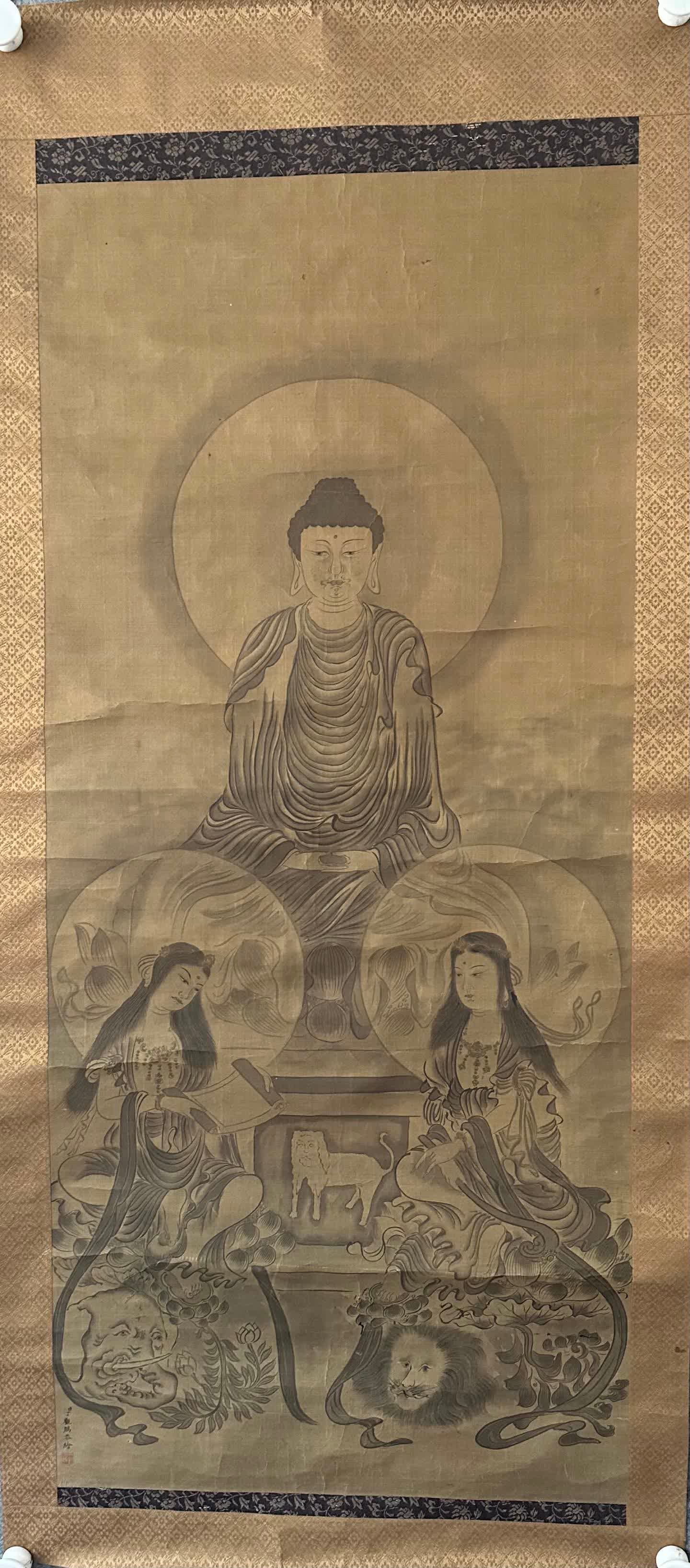 A silk Buddha statue of Ding Guanpeng: Ding Guanpeng's silk Buddha statue SIZE: Core: 110x49cm