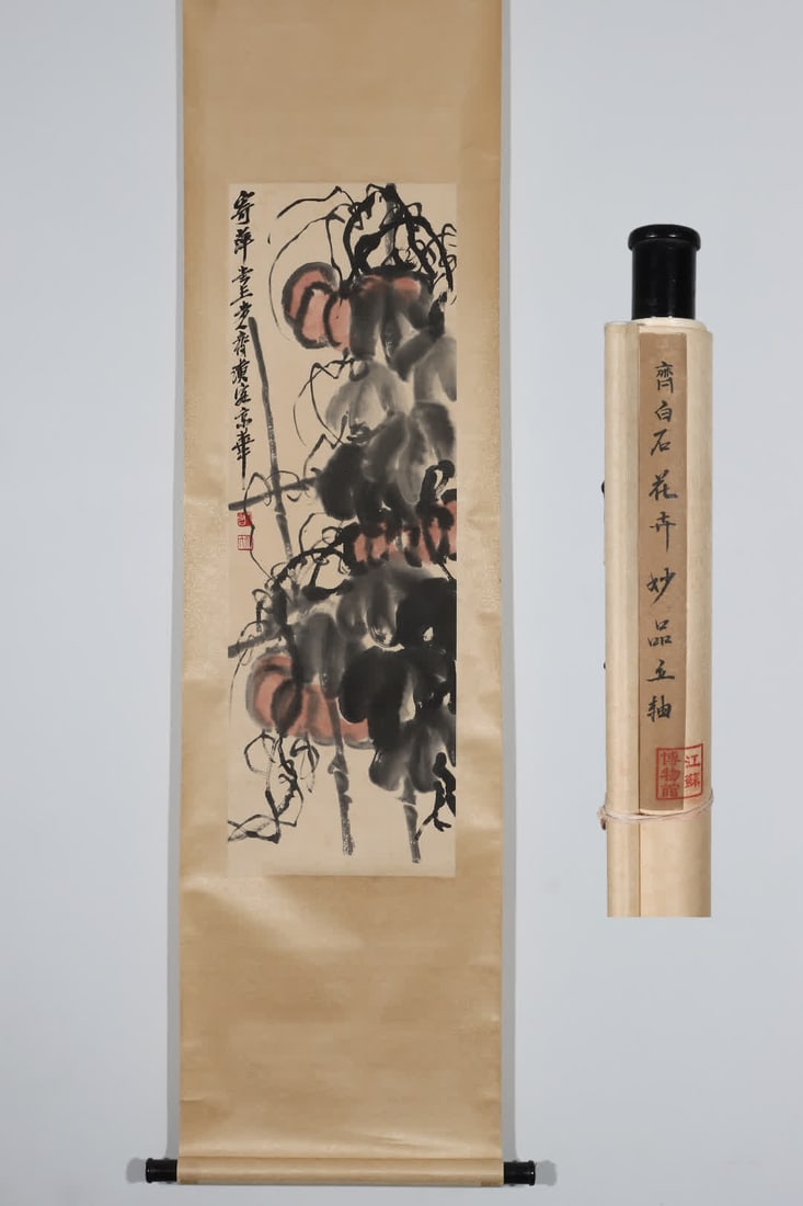 A picture of Qi Baishi's flowers: Qi Baishi's flower picture SIZE: Core: 101x33.2cm