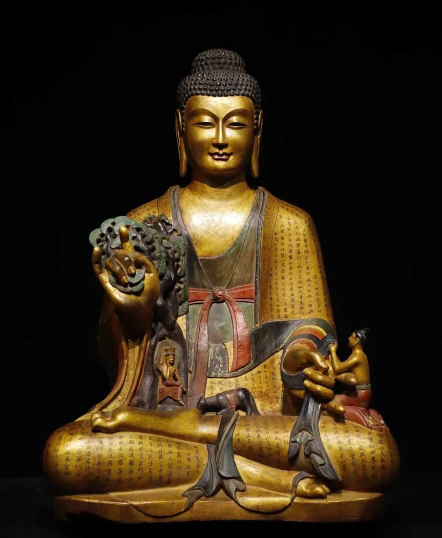 A Northern Wei Dynasty bluestone gilt painted Buddha (1 of 9)