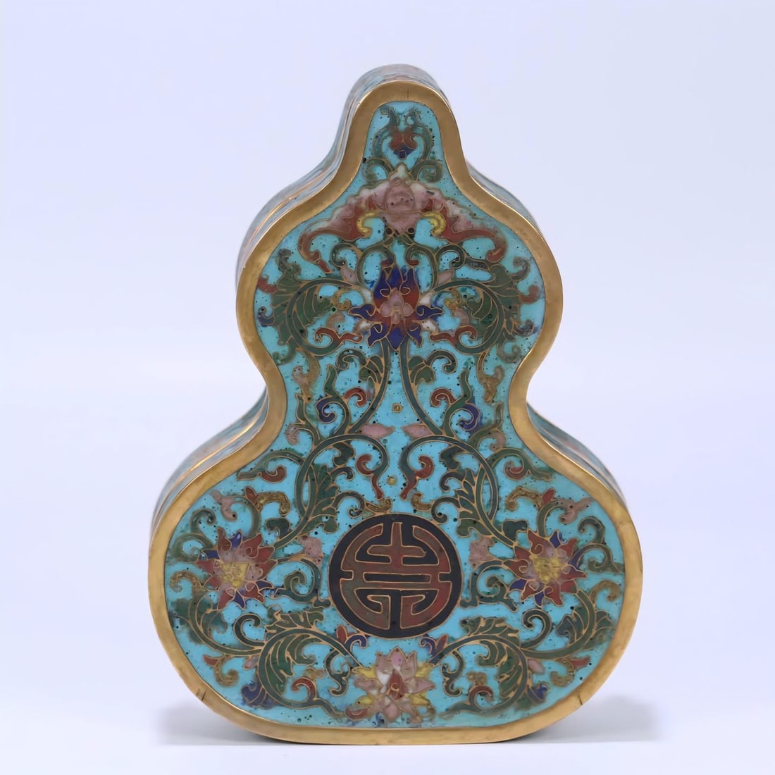 A piece of Qing Dynasty Qianlong year cloisonné entwined lotus pattern Fushou gourd lid box (1 of 9)