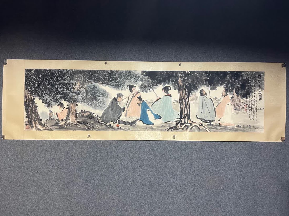 A picture of Fu Baoshi's forest game: Fu Baoshi's forest game map SIZE: Core 47x180cm