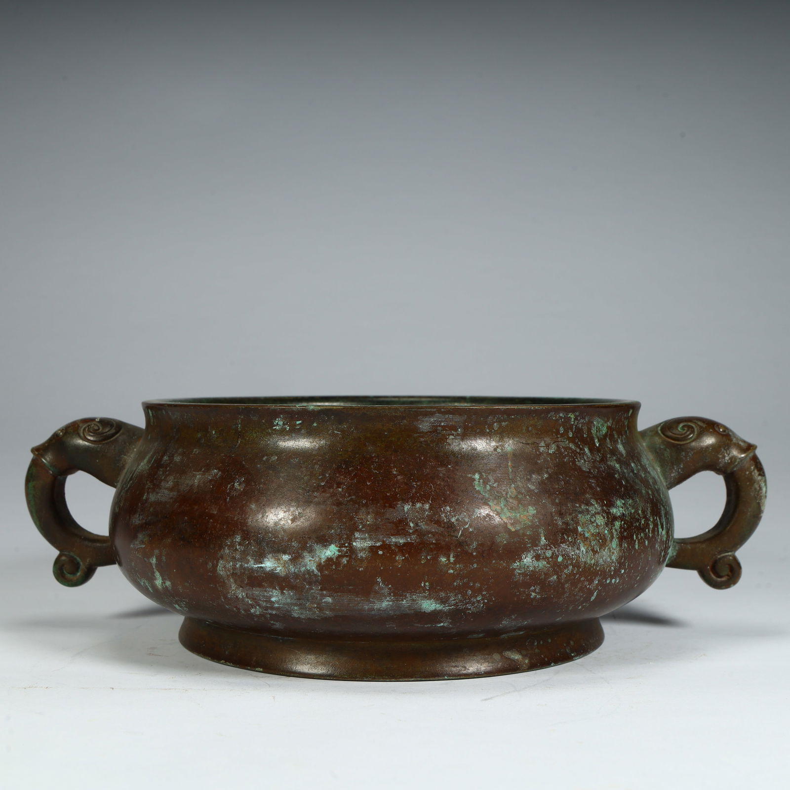 A copper elephant ear incense burner from the Qing Dynasty (1 of 10)