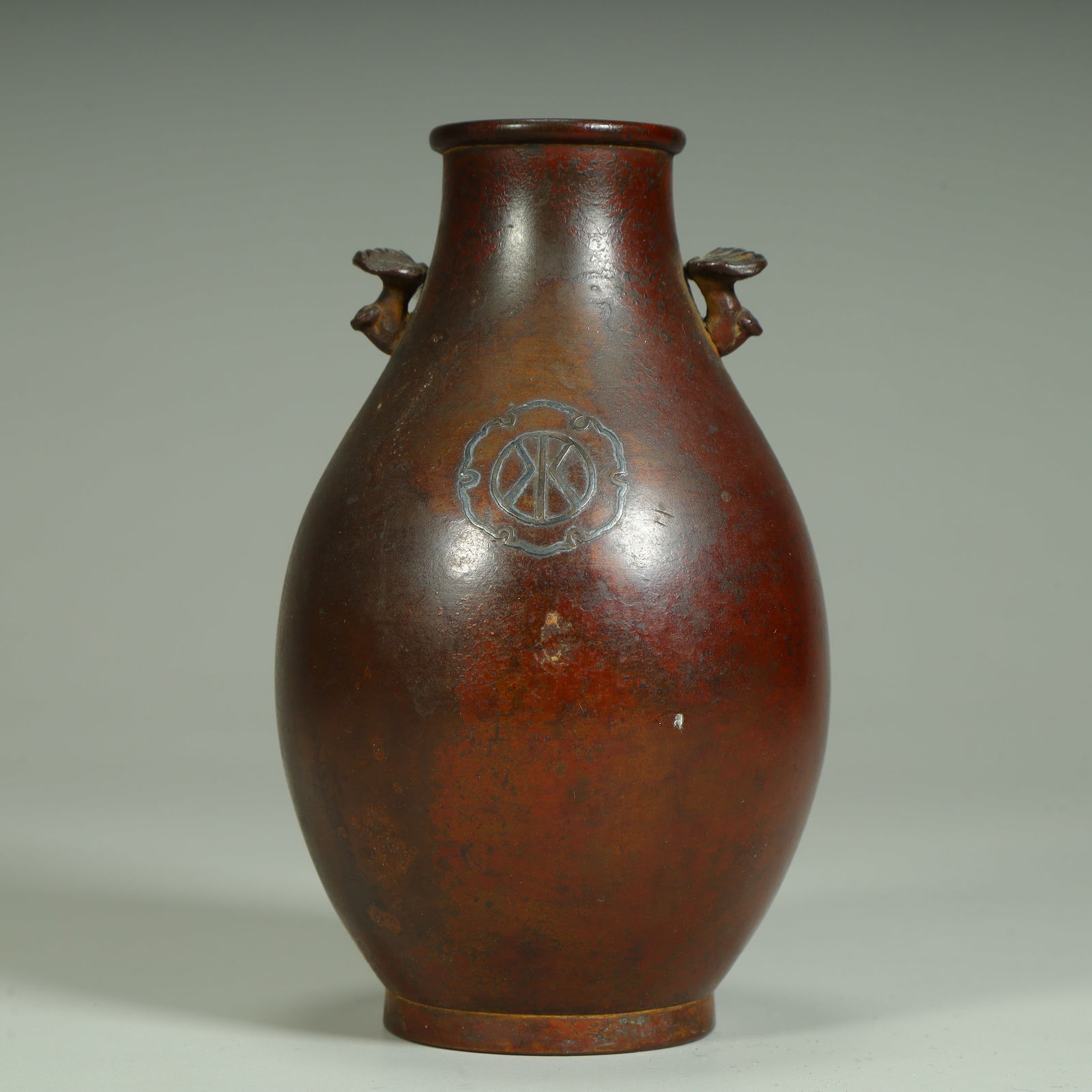 A copper sprinkled gold double animal ear bottle (1 of 9)