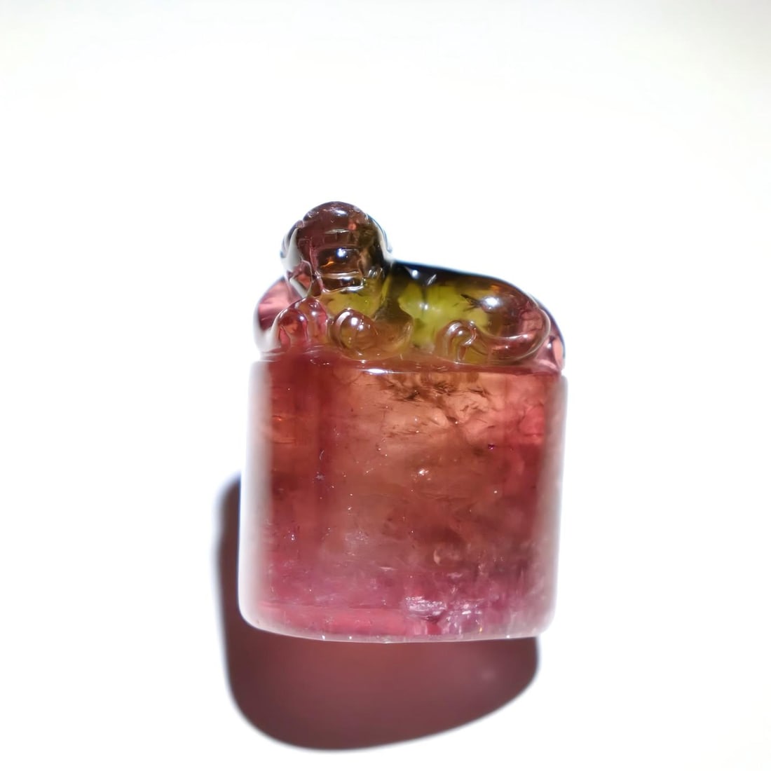 A Qing Dynasty tourmaline Tianlu beast button seal (1 of 7)