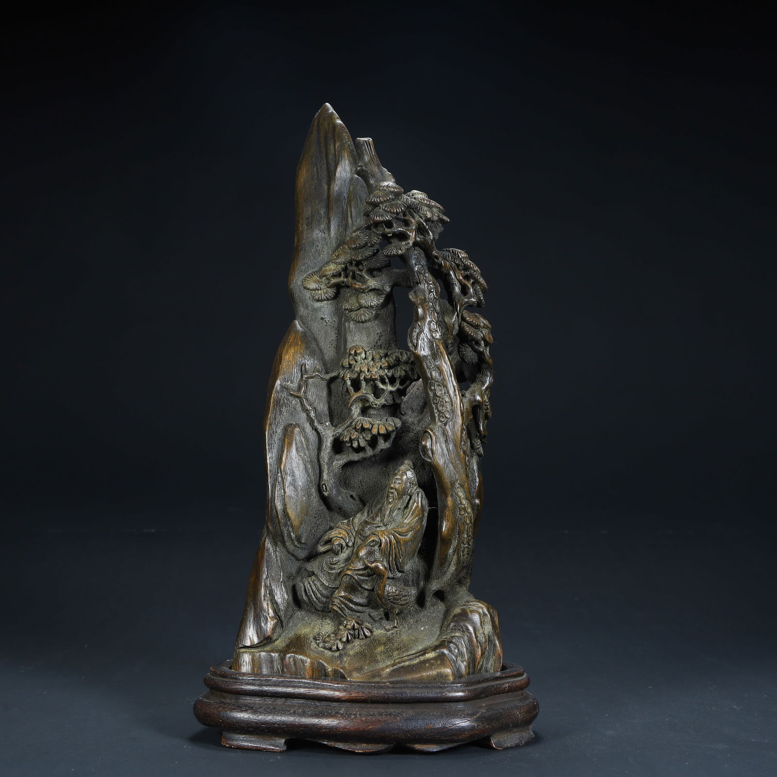 A piece of Qing Dynasty old agarwood character story Shanzi ornament: Qing Dynasty old agarwood character story mountain ornament SIZE: H:24cm L:102cm W:6cm W:183g