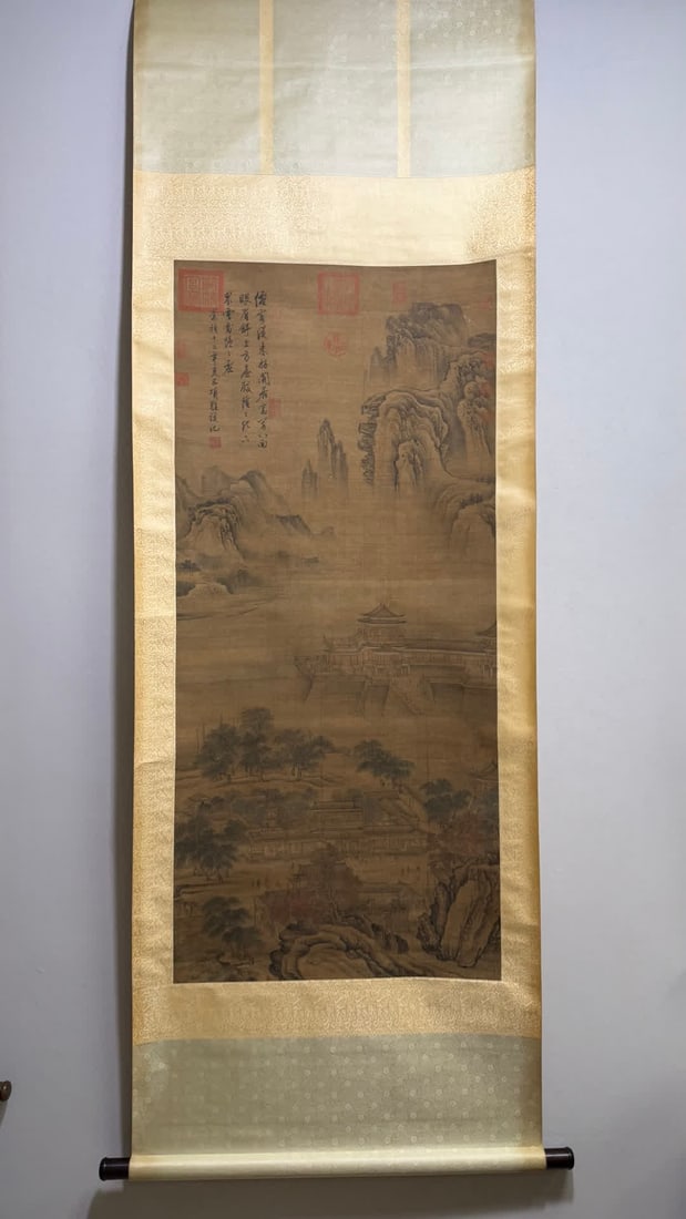 A landscape map of Xiang Shengmo: Xiang Shengmo's landscape painting SIZE: Core 62x137cm (Ming Dynasty Silk Vertical Axis)