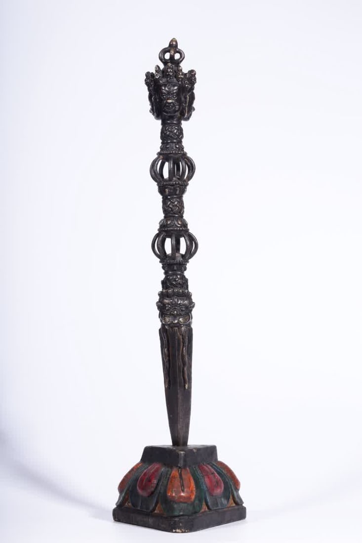 A Qing Dynasty copper large black sky vajra (1 of 8)