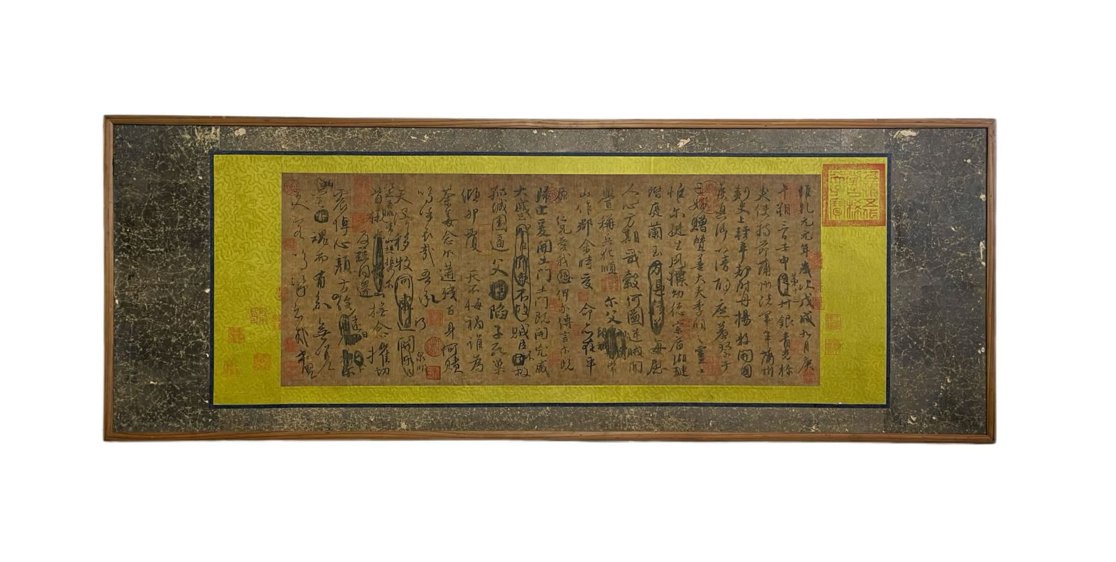 A picture of Yan Zhenqing's "Manuscript of Sacrifice to Nephew": Yan Zhenqing's "Manuscript of Sacrifice to Nephew" SIZE: Frame 112.5x41cm Core 85x31cm