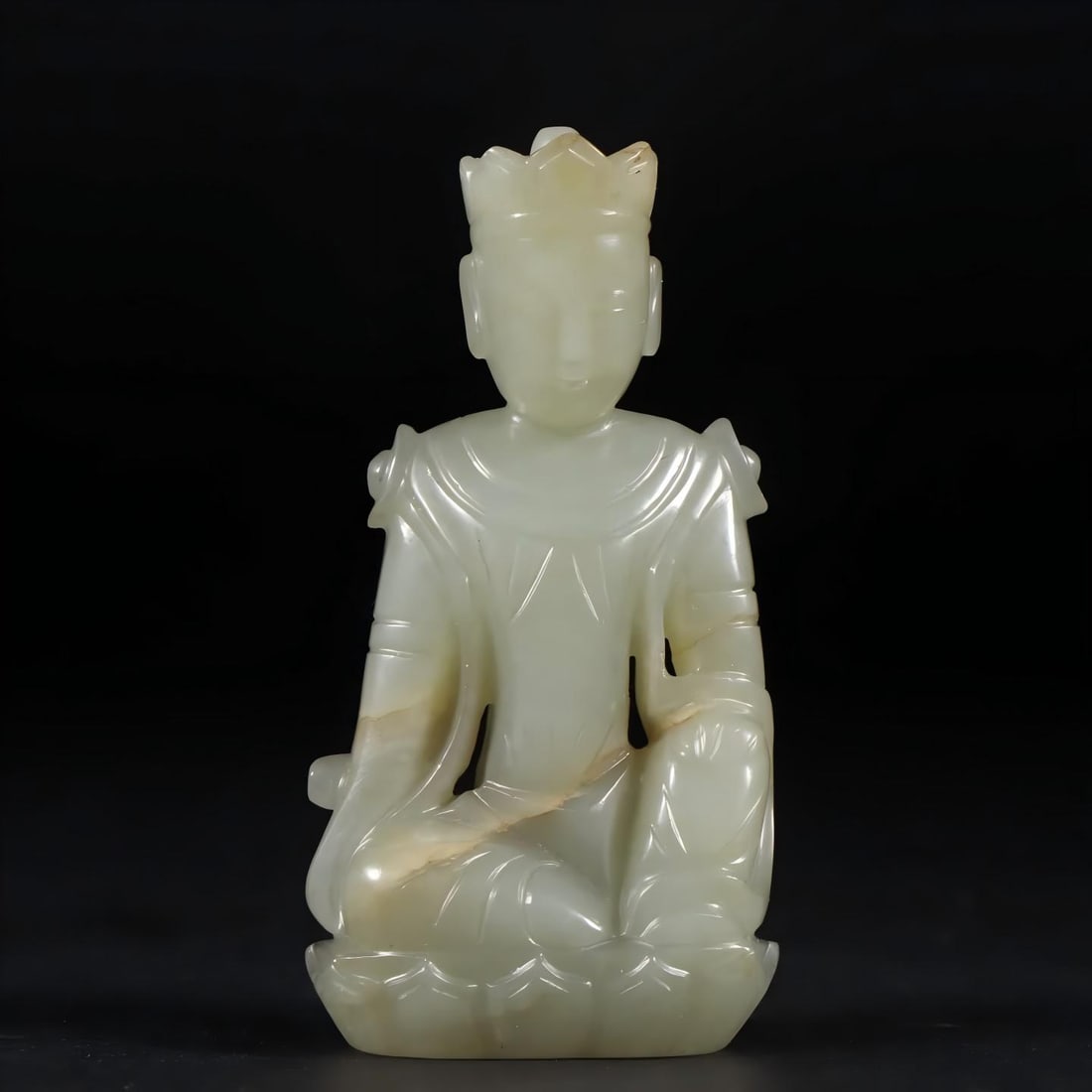 A seated statue of Ming Hetian jade seed material "Ksitigarbha Bodhisattva" (1 of 9)