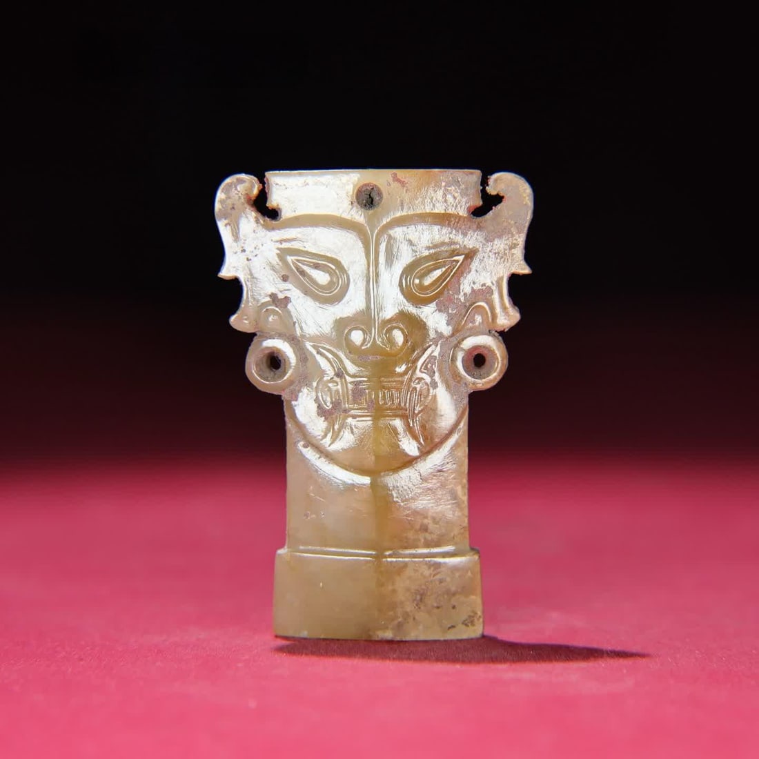A Han Dynasty jade god ornament: Han Dynasty jade god man pendant SIZE: 64x43x7 mm W:33g